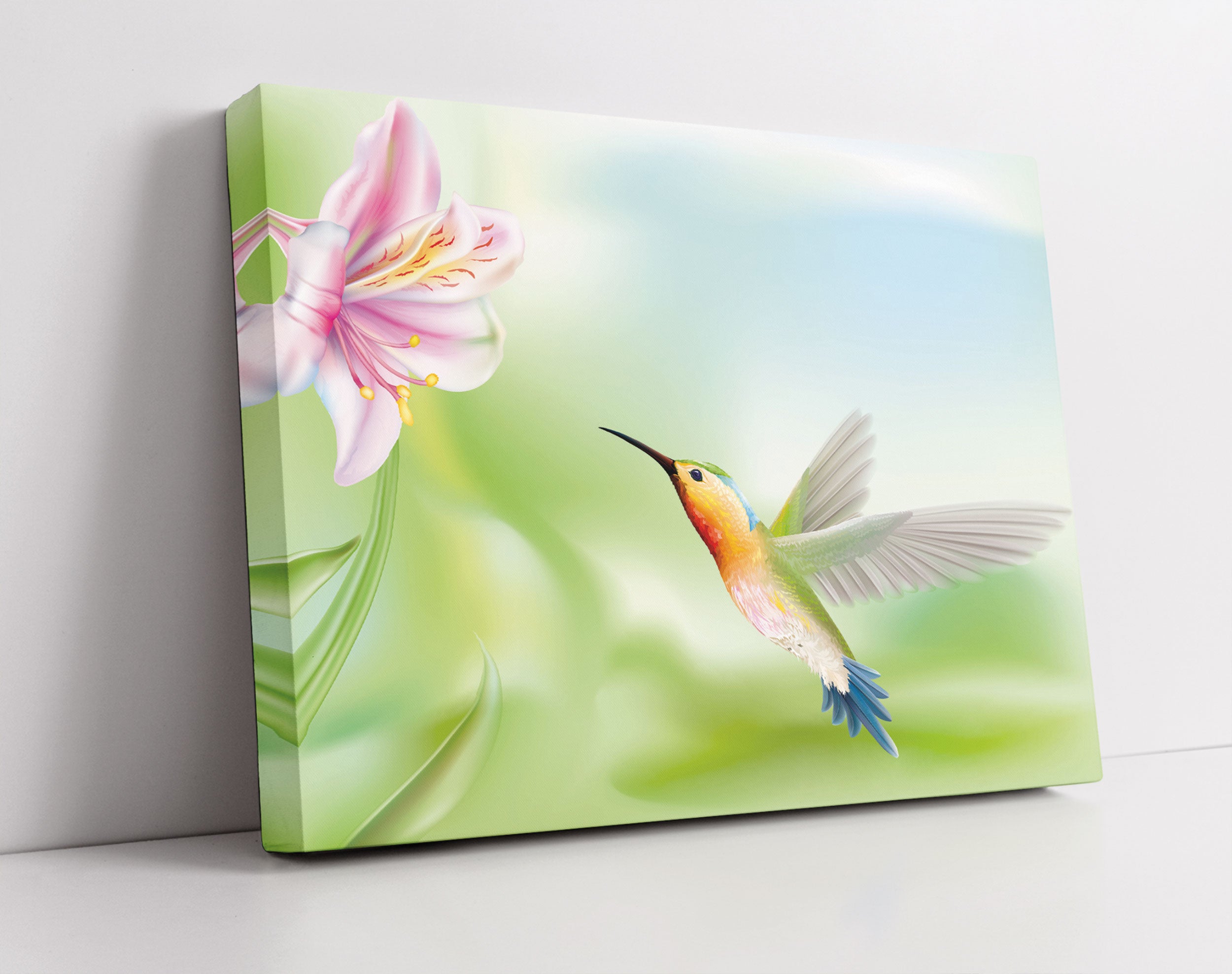 Wunderschöner Kolibri mit Blüte - Leinwandbild