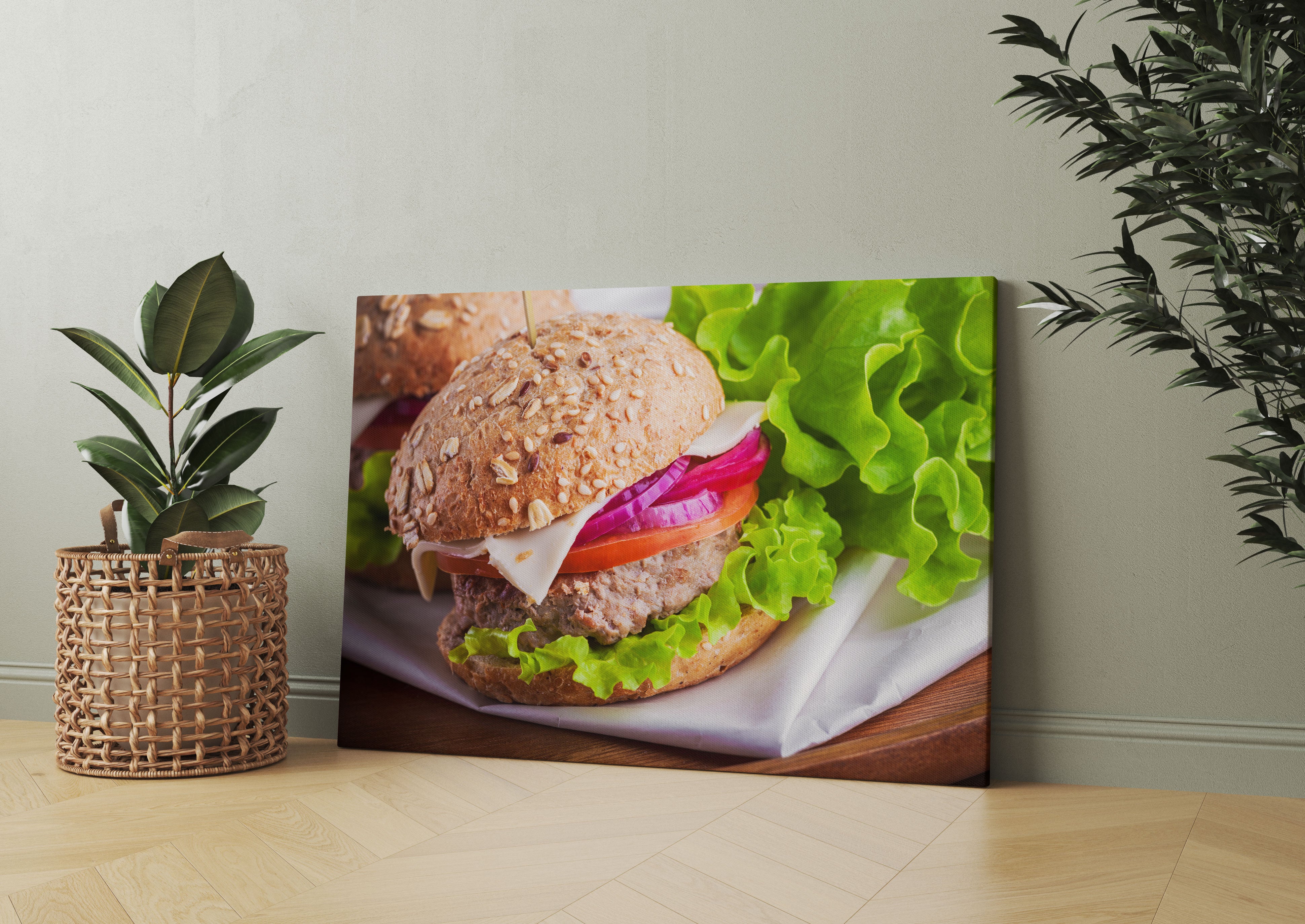 Köstlicher Hamburger Leinwandbild Wohnzimmer