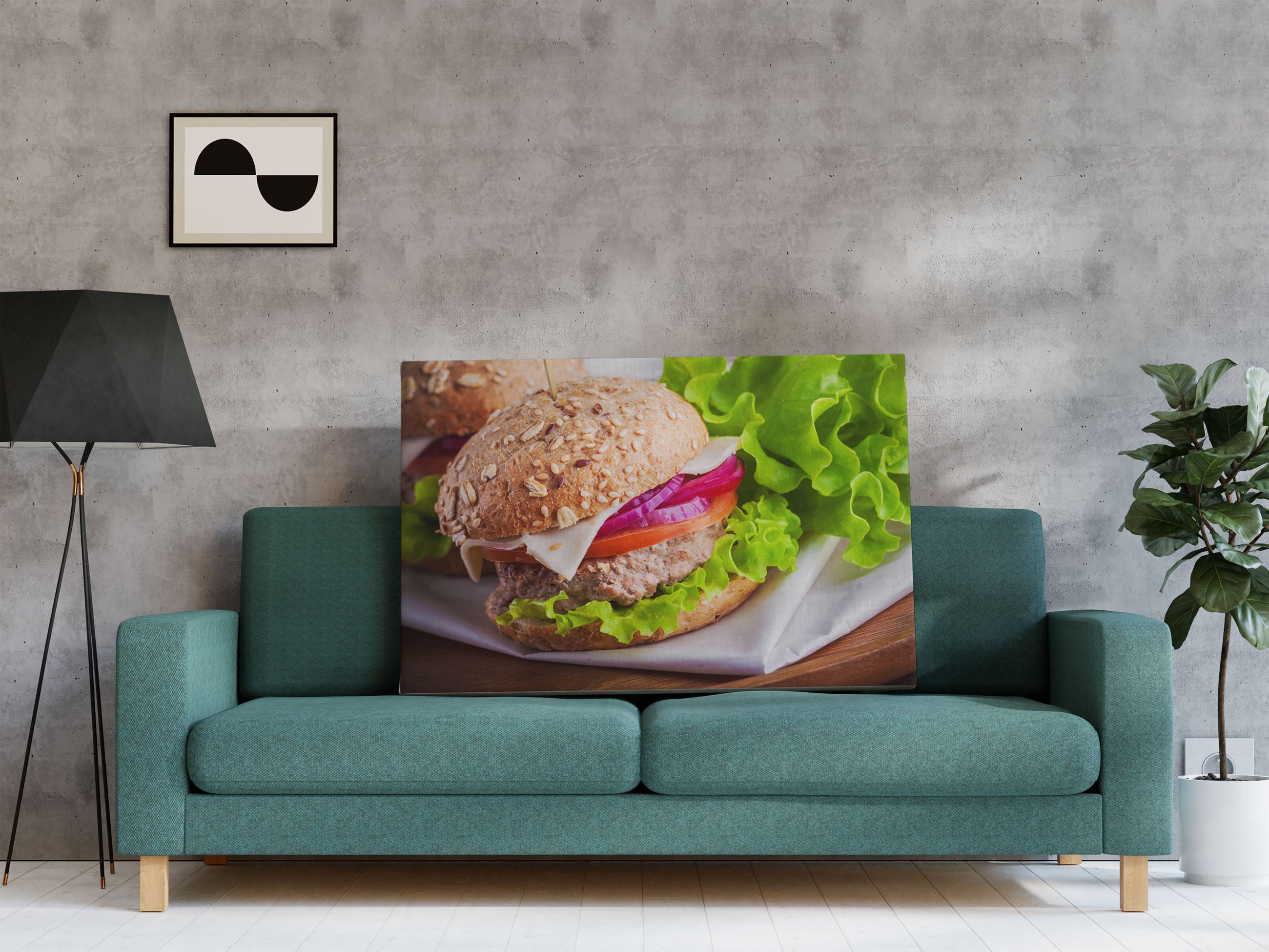 Köstlicher Hamburger Leinwandbild Regal