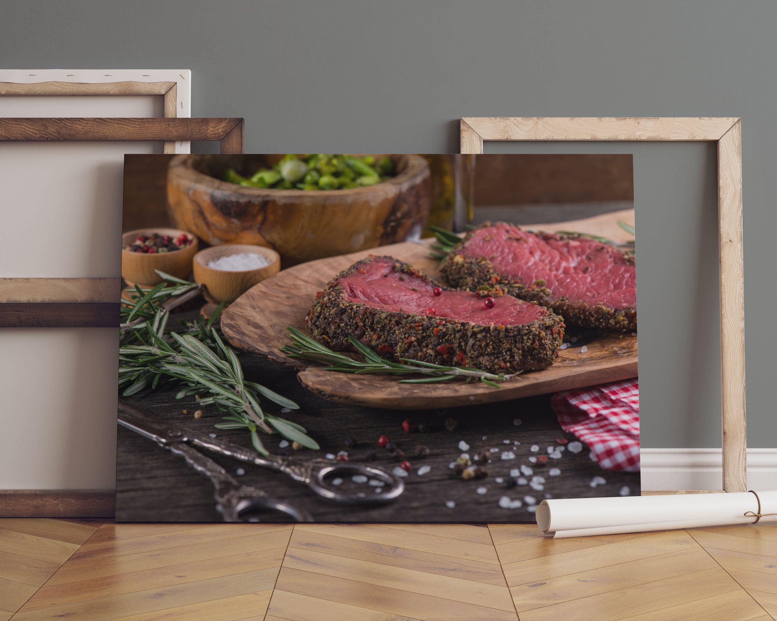 Leckeres Steak Leinwandbild Sofa