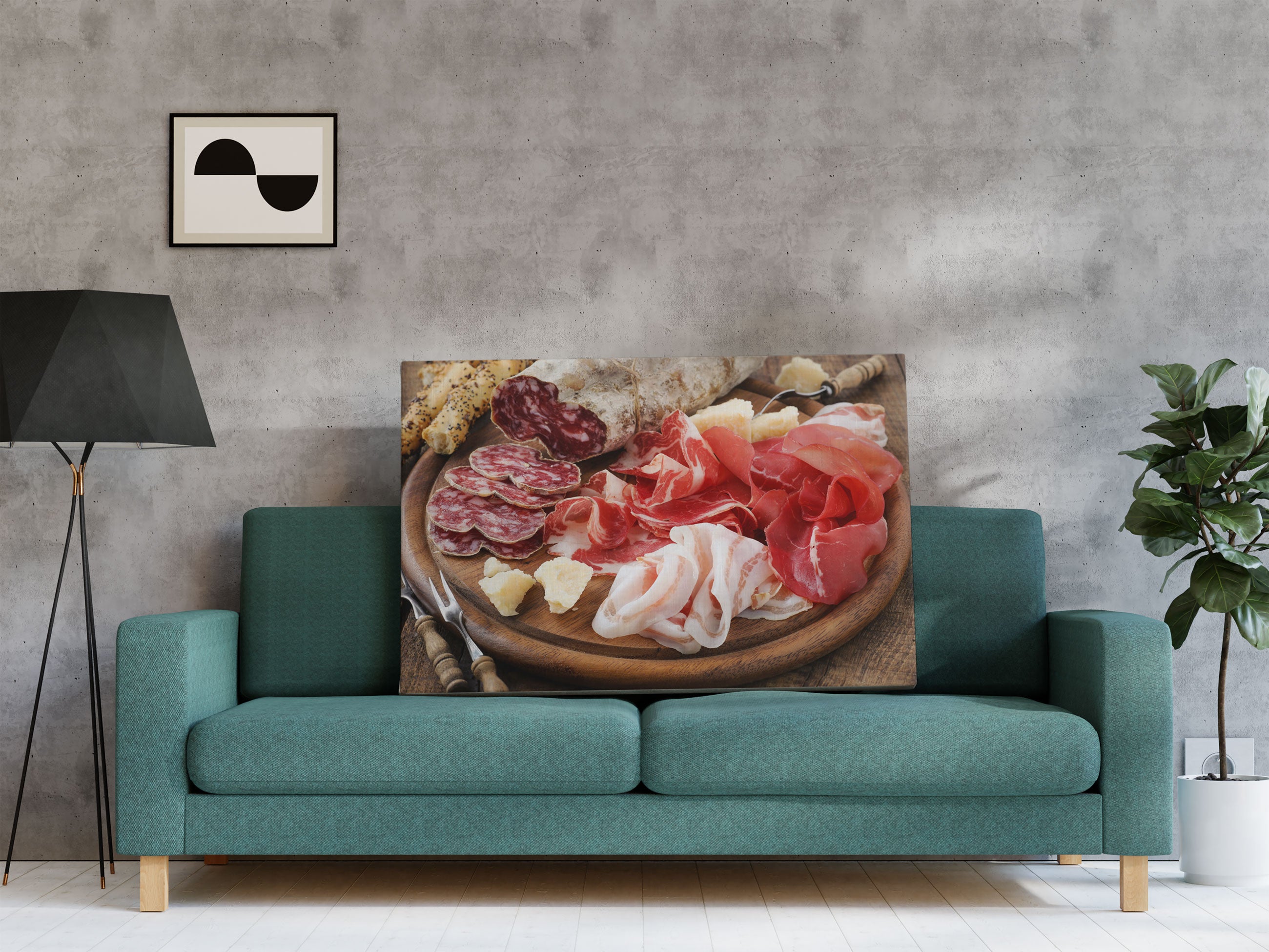 Brotzeit mit Wurst Leinwandbild Regal