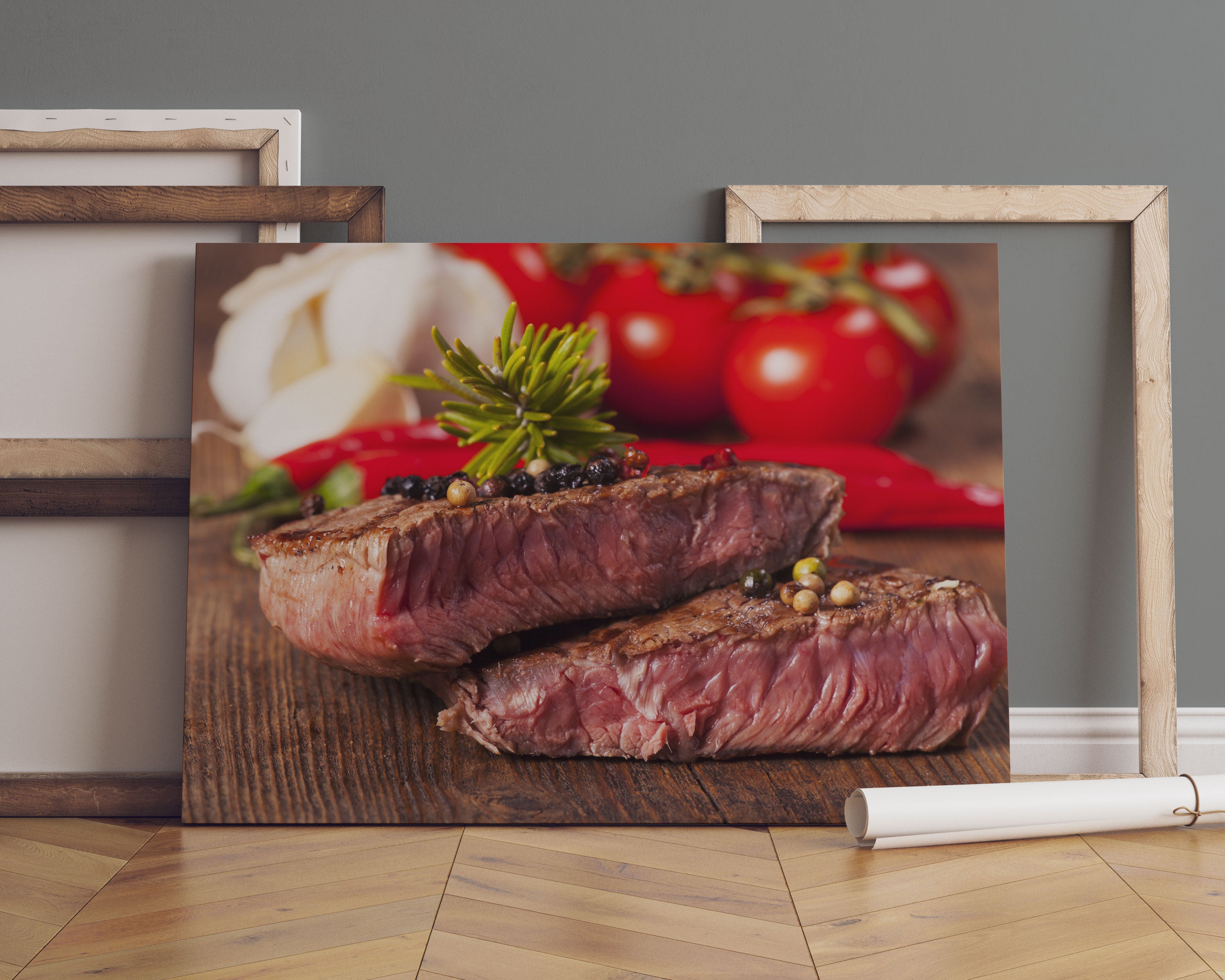 Saftiges Pfeffer Steak Leinwandbild Sofa