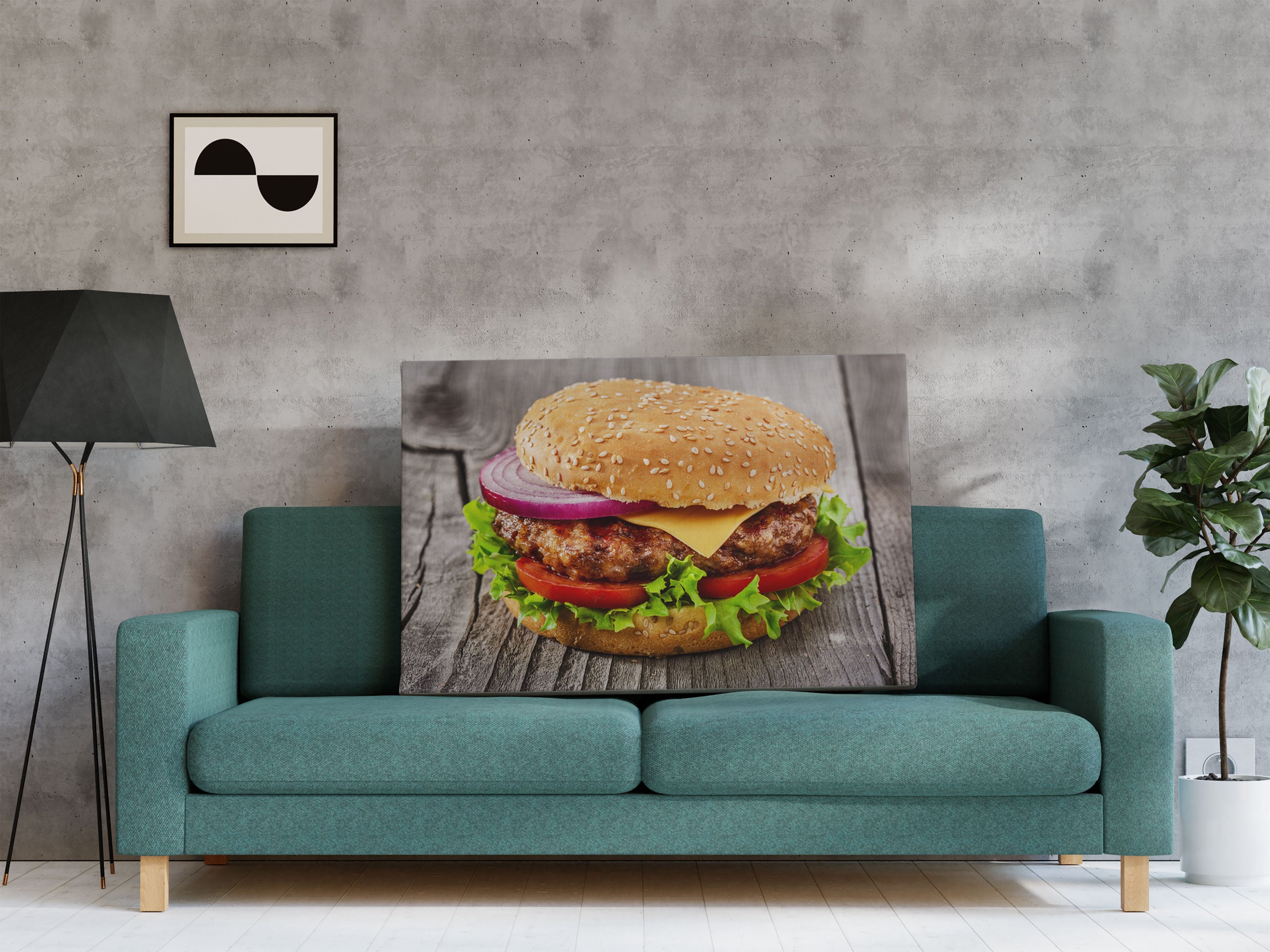 Leckerer Cheeseburger Leinwandbild Regal