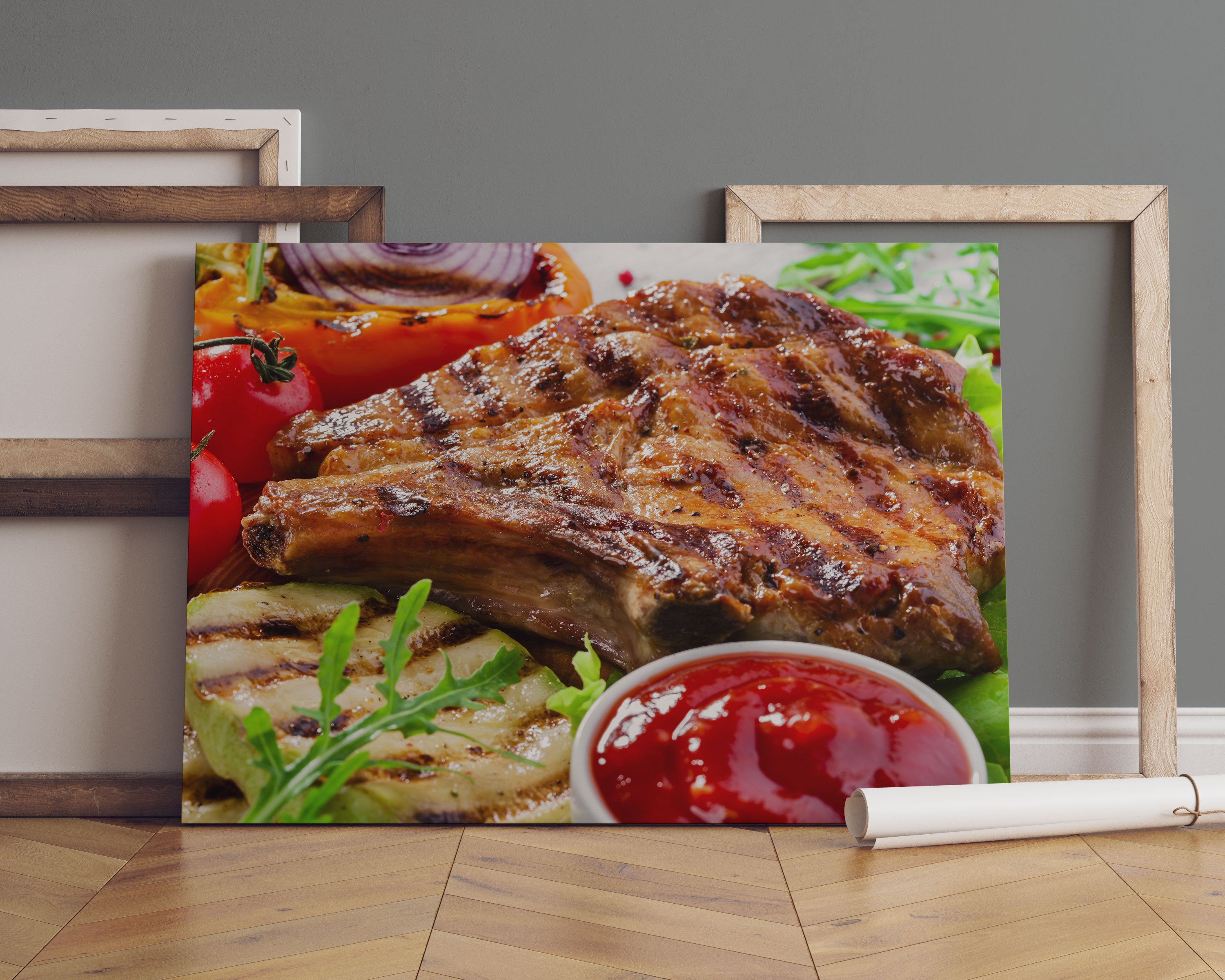 Gegrilltes Steak Leinwandbild Sofa