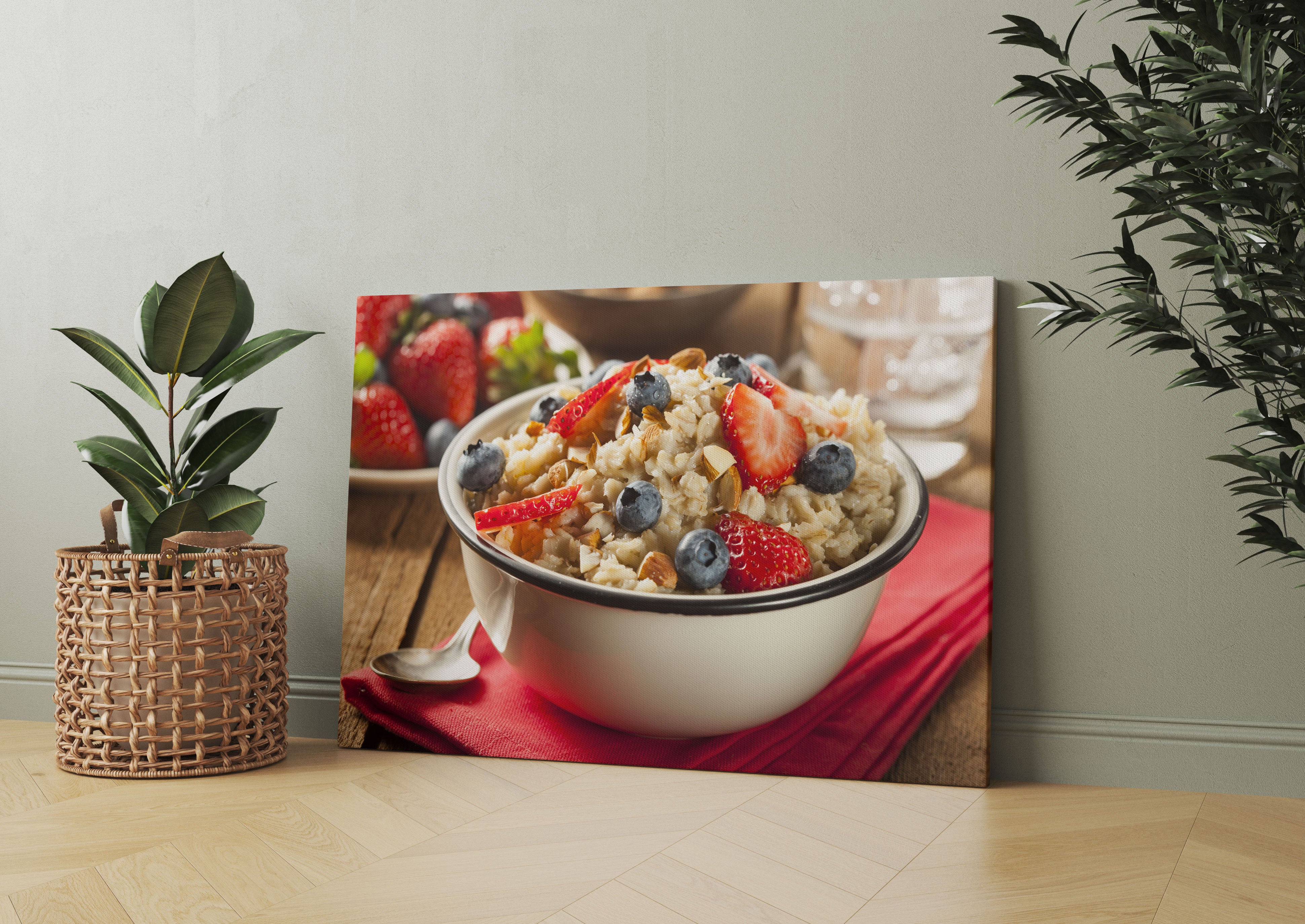 Gesundes Beeren Müsli Leinwandbild Wohnzimmer