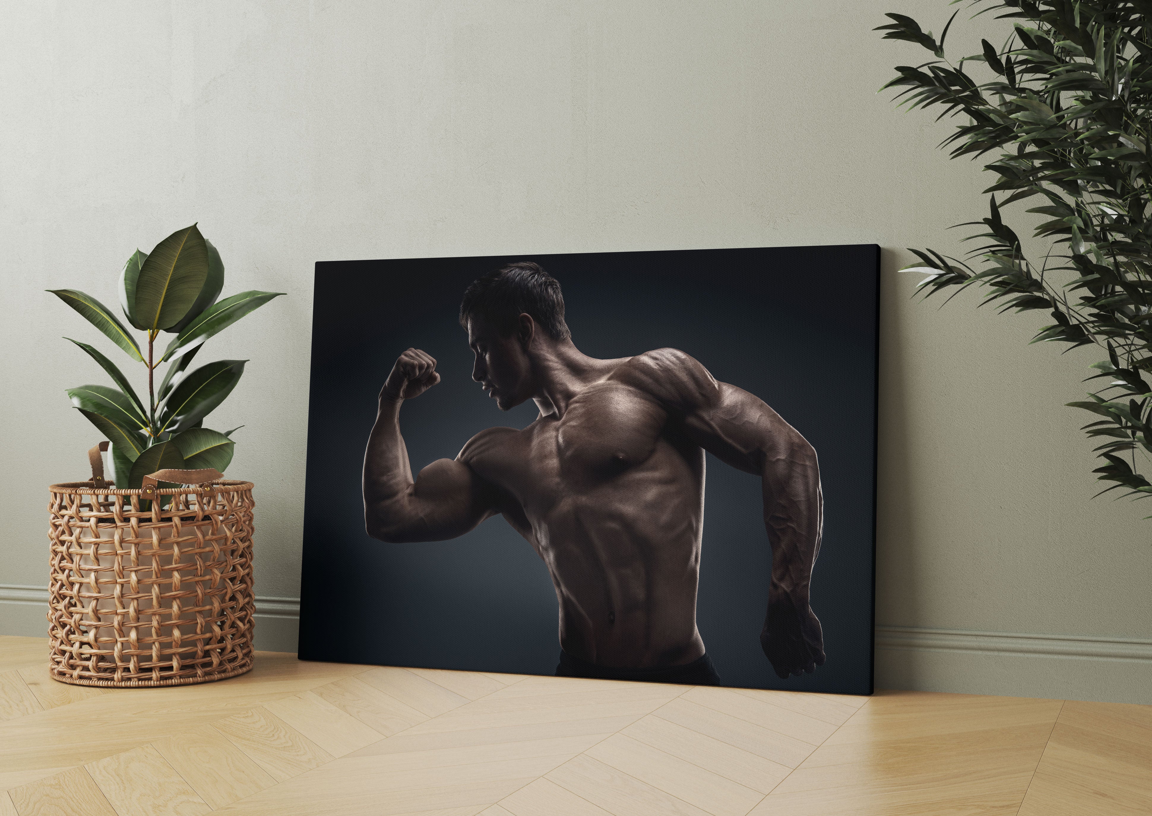 Starker Bodybuilder Leinwandbild Wohnzimmer