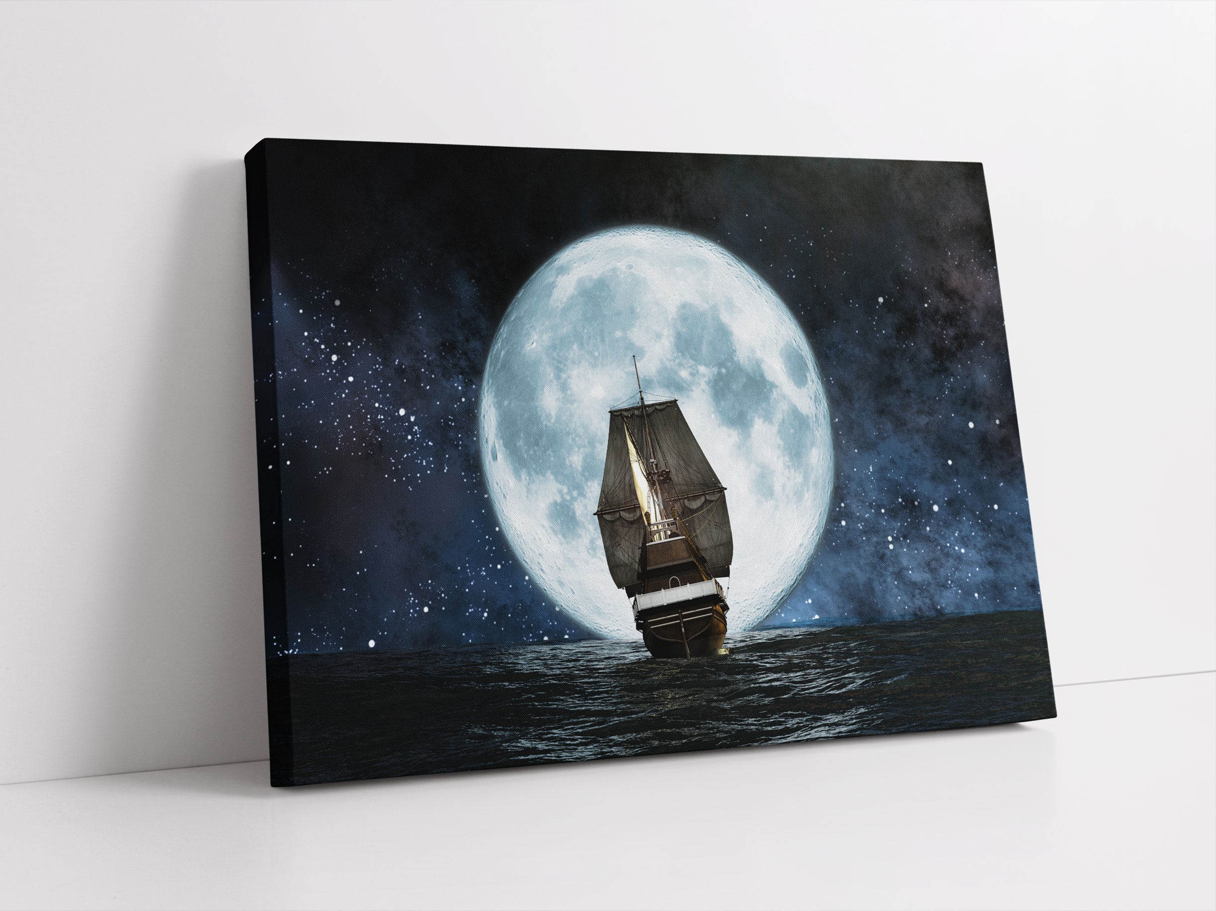 Segelschiff bei Vollmond Leinwandbild Studio