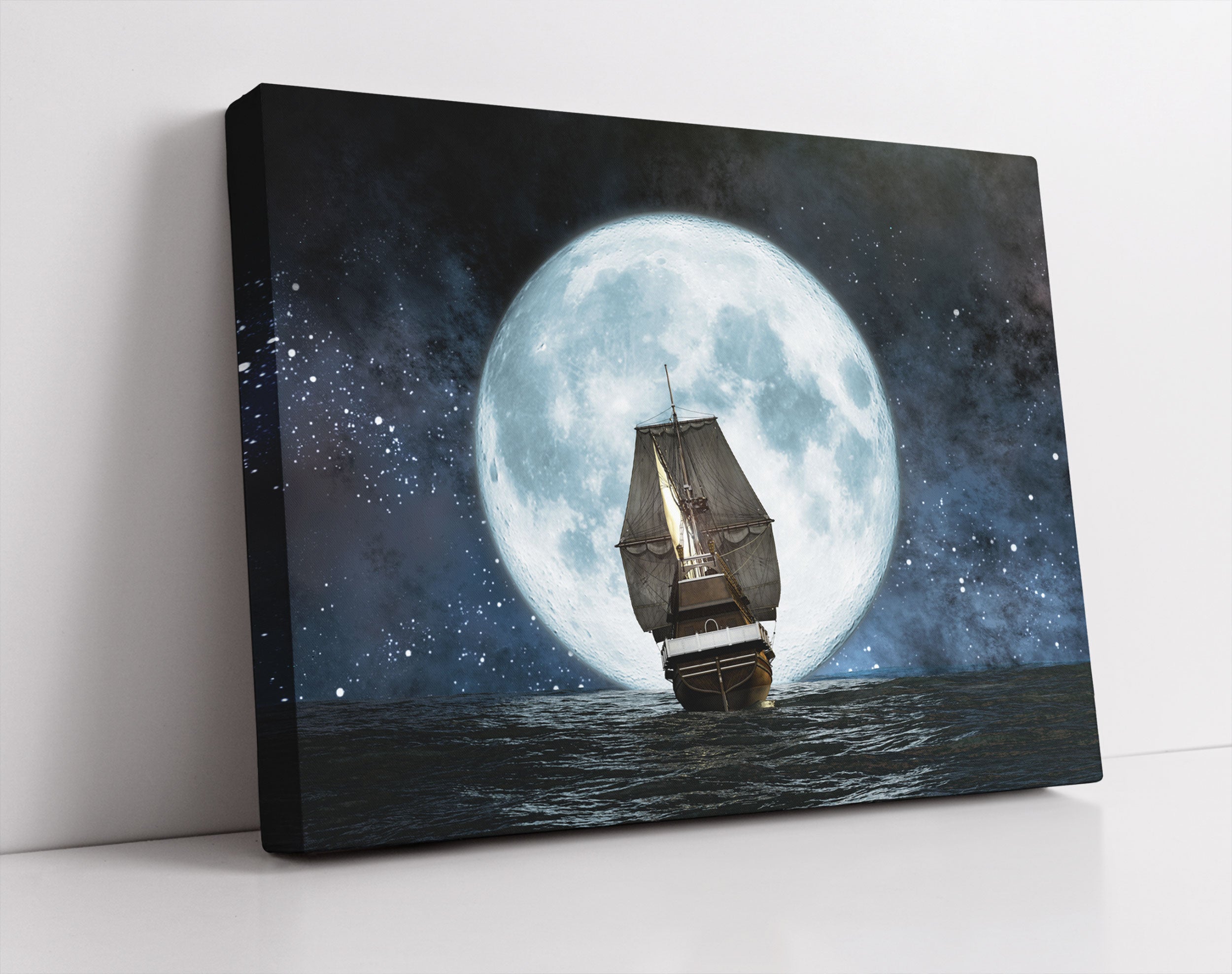 Segelschiff bei Vollmond - Leinwandbild