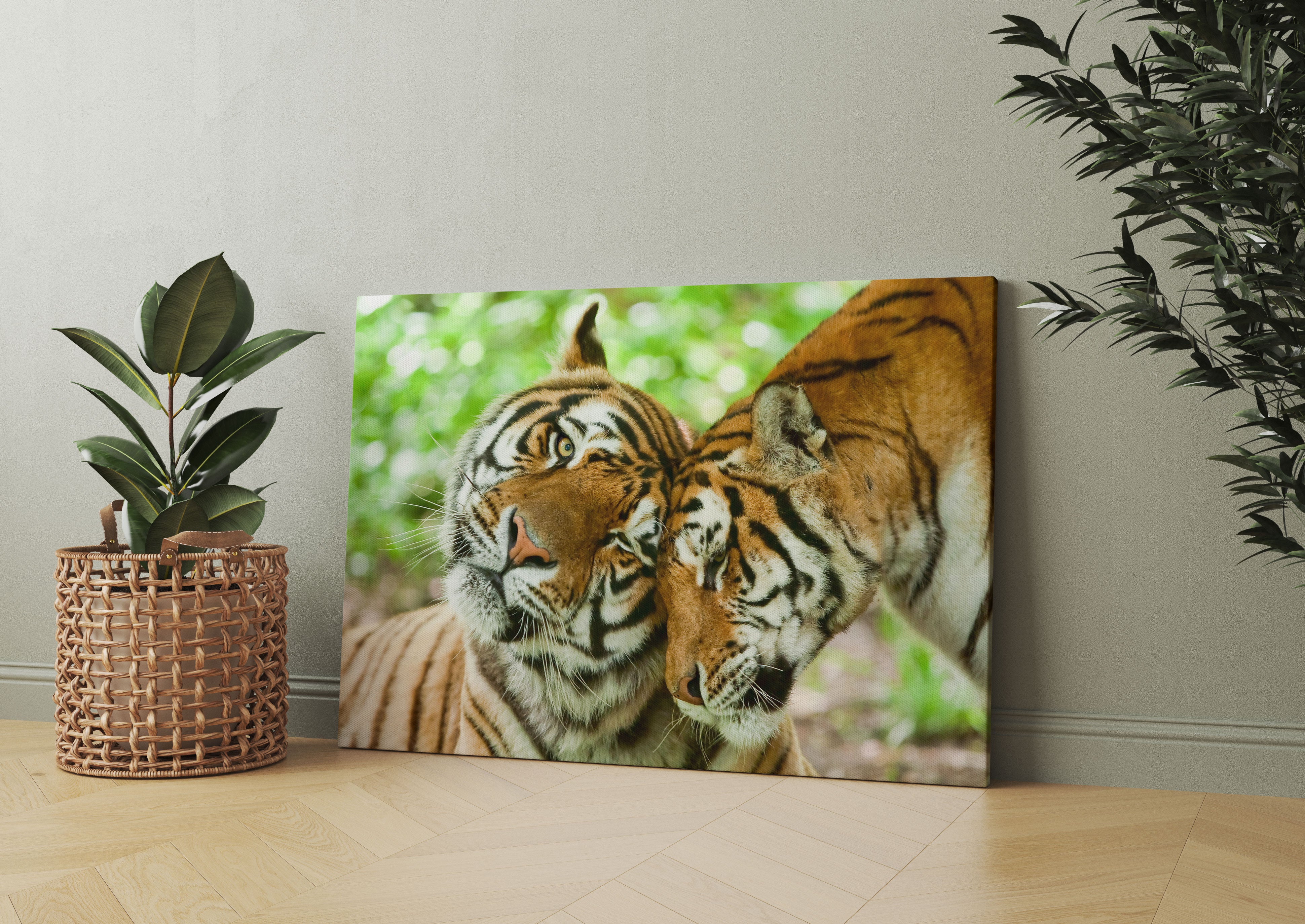 Zwei liebkosende Tiger Leinwandbild Wohnzimmer