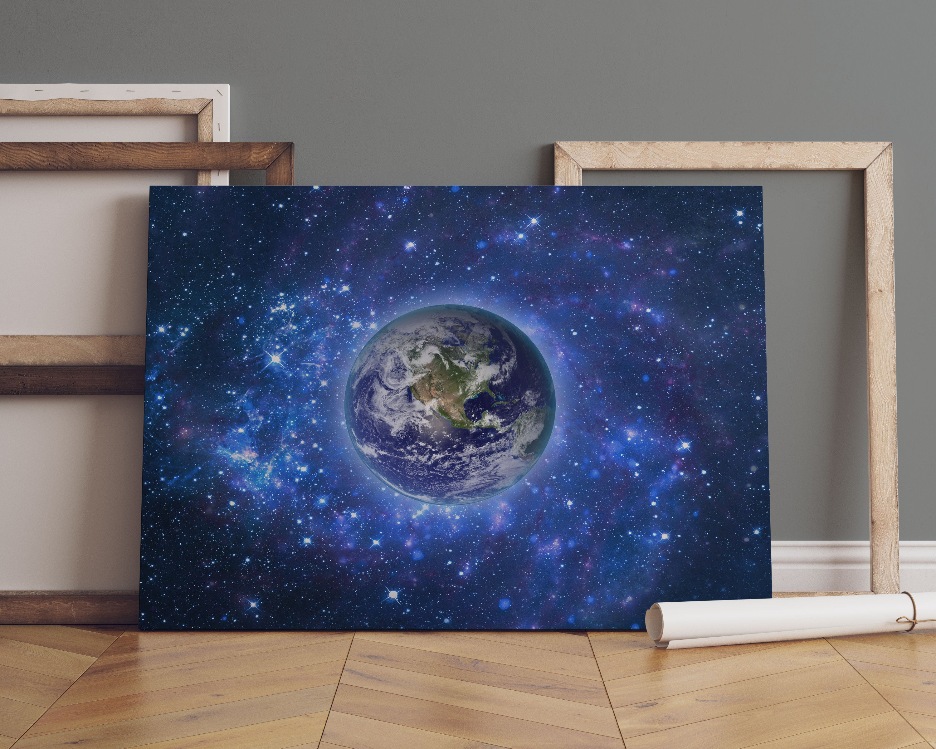 Planet Erde im Weltraum Leinwandbild Sofa