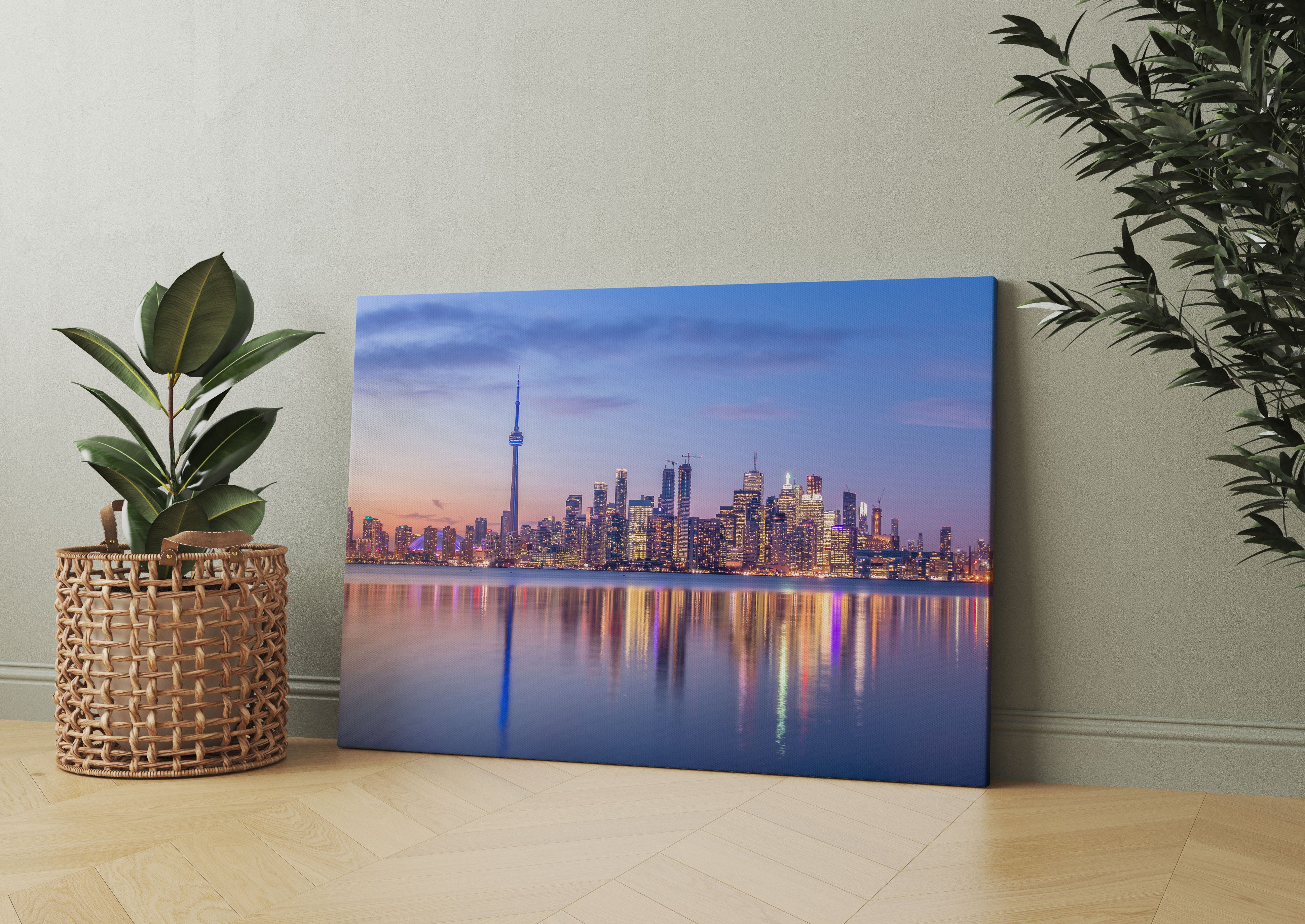 Skyline Toronto in der Abenddämmerung Leinwandbild Wohnzimmer