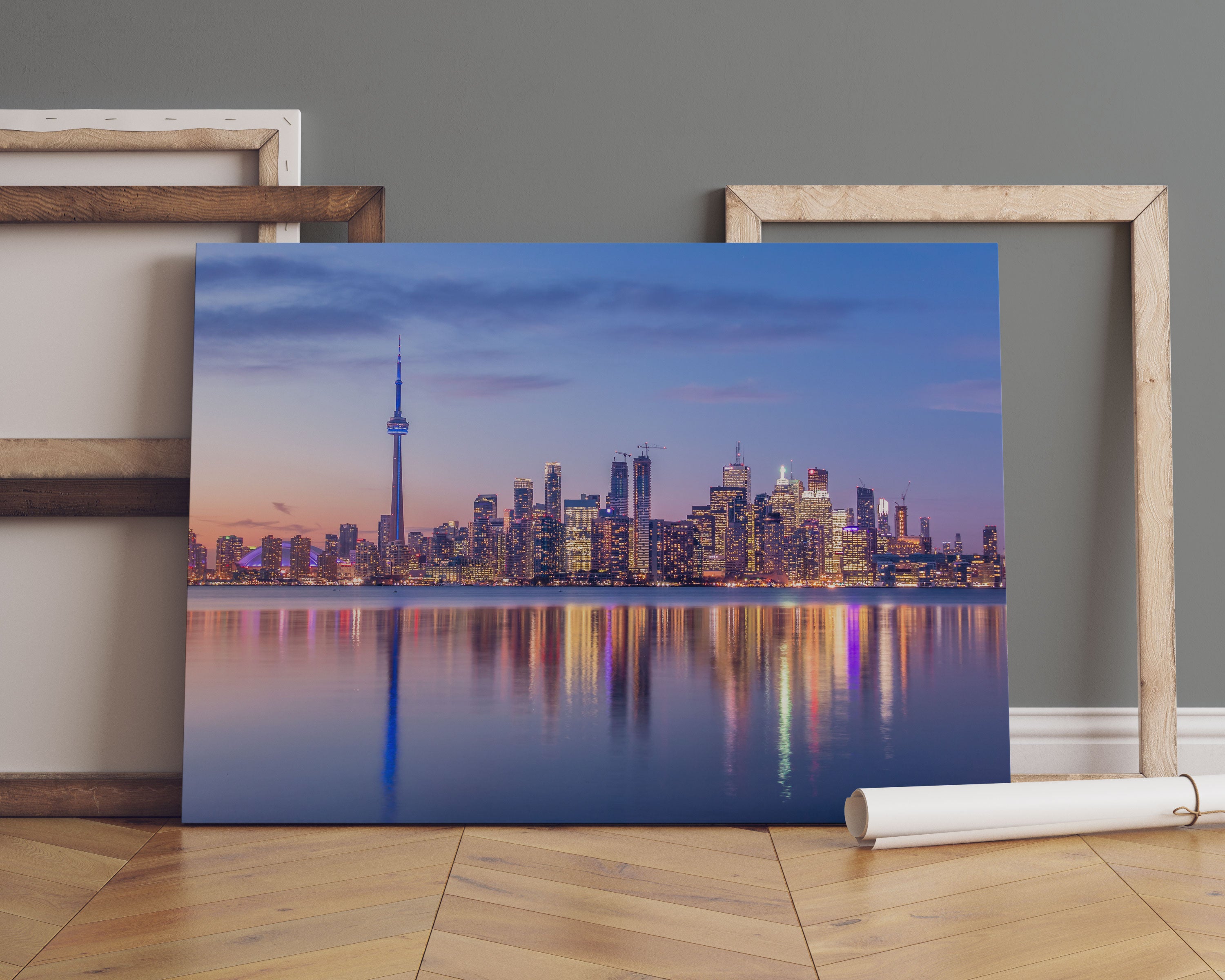 Skyline Toronto in der Abenddämmerung Leinwandbild Sofa