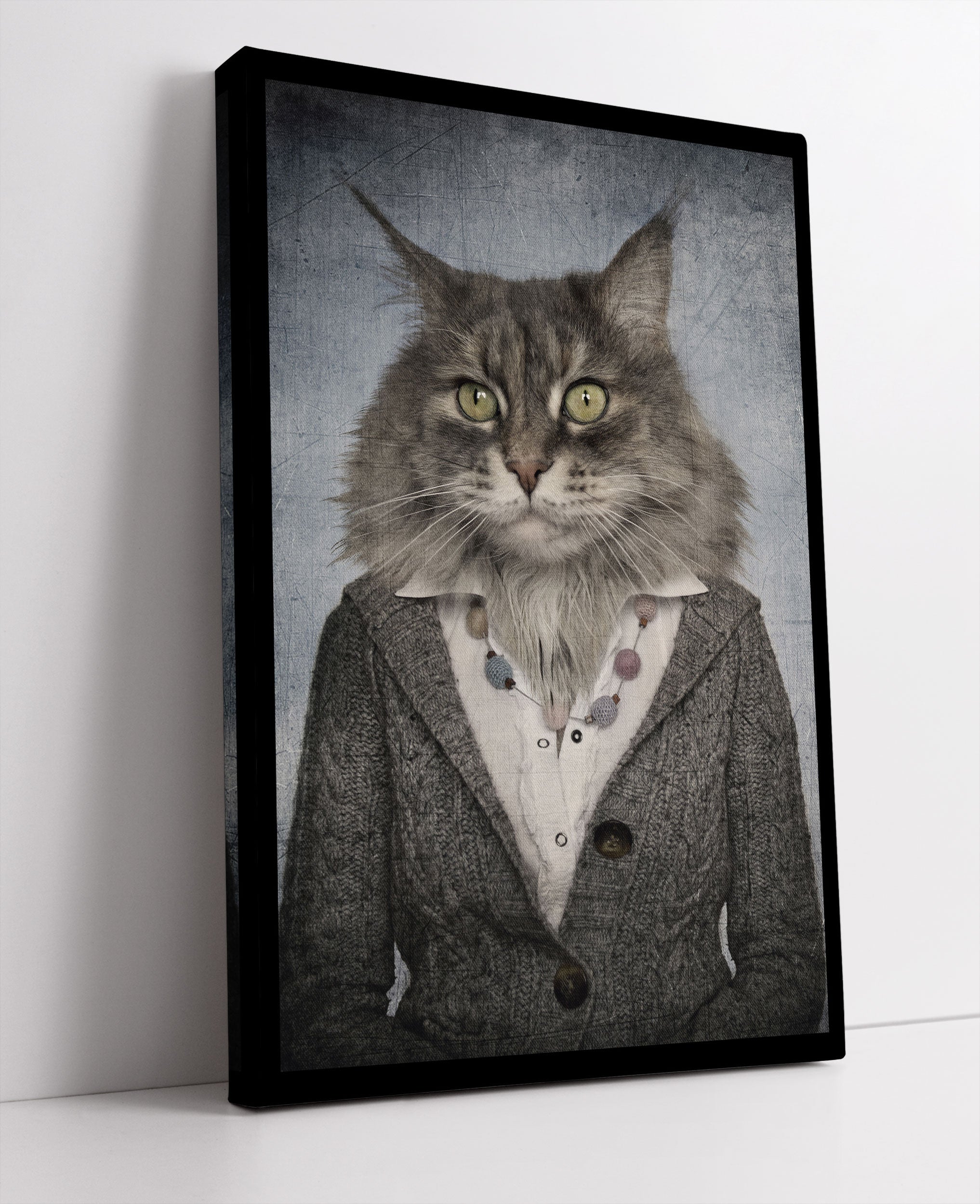 Katzenkopf mit Menschenkörper Blazer Leinwandbild Studio