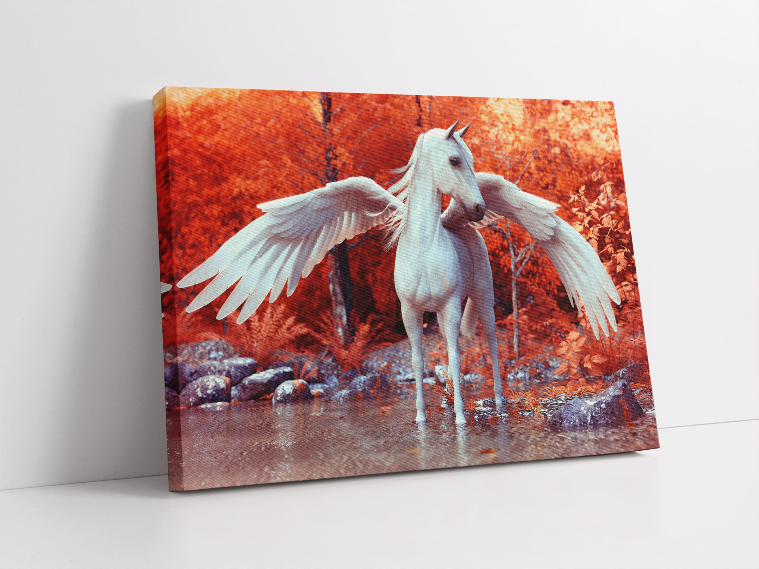 Pegasus im Fluss eines Herbstwaldes Leinwandbild Studio