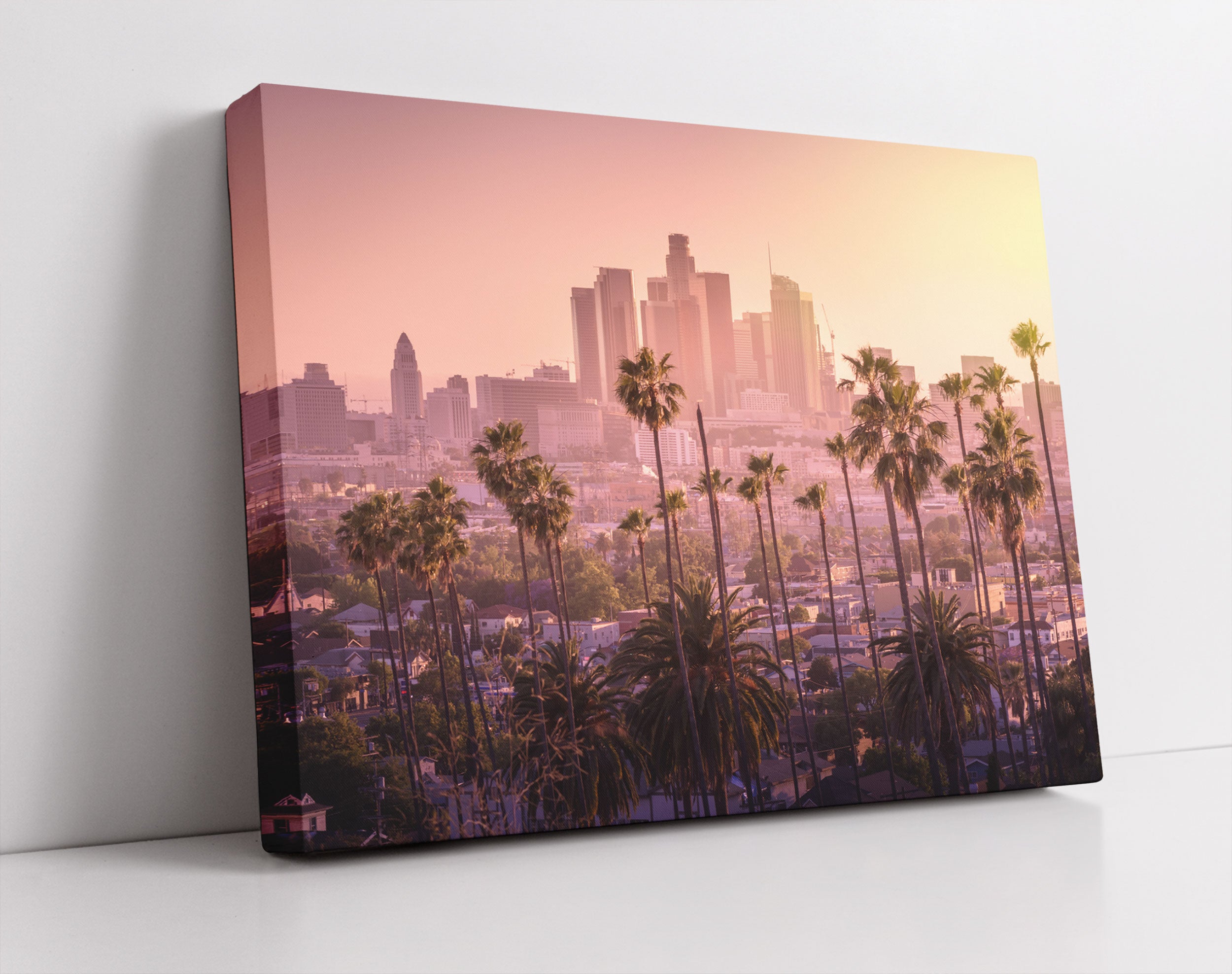 Palmen vor Skyline von Los Angeles - Leinwandbild