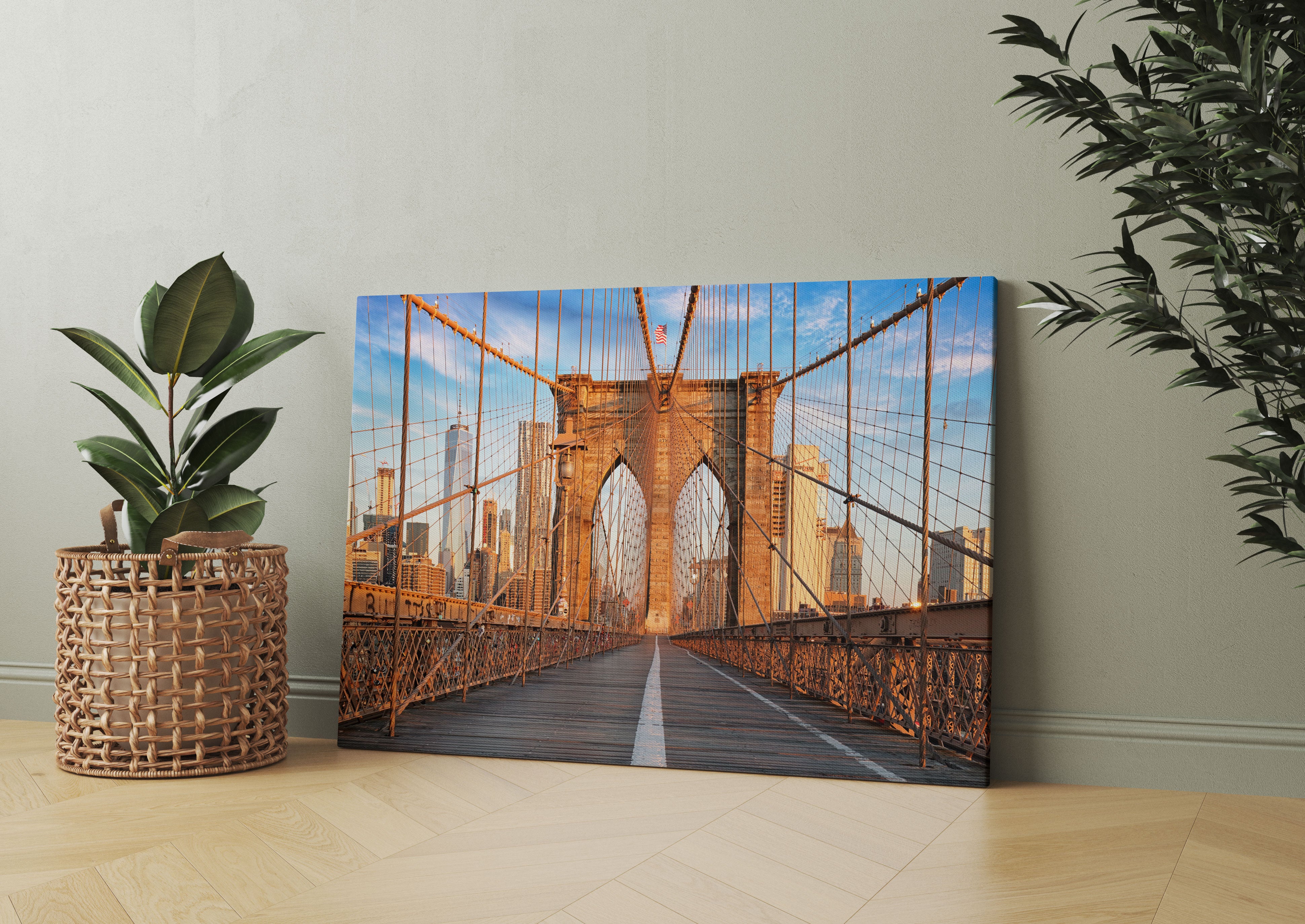 Leere Brooklyn Bridge in New York City Leinwandbild Wohnzimmer