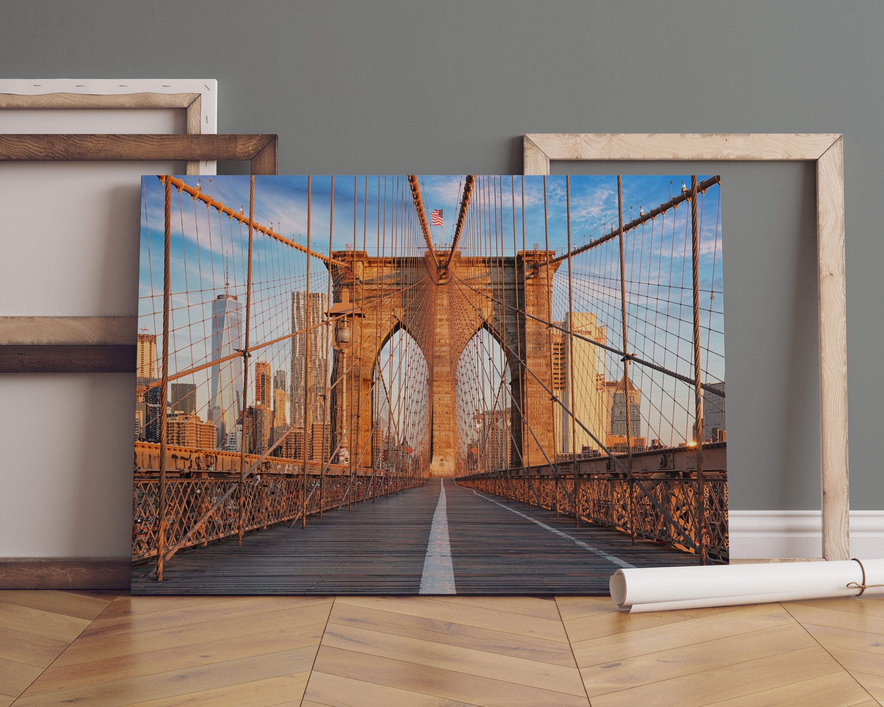 Leere Brooklyn Bridge in New York City Leinwandbild Sofa