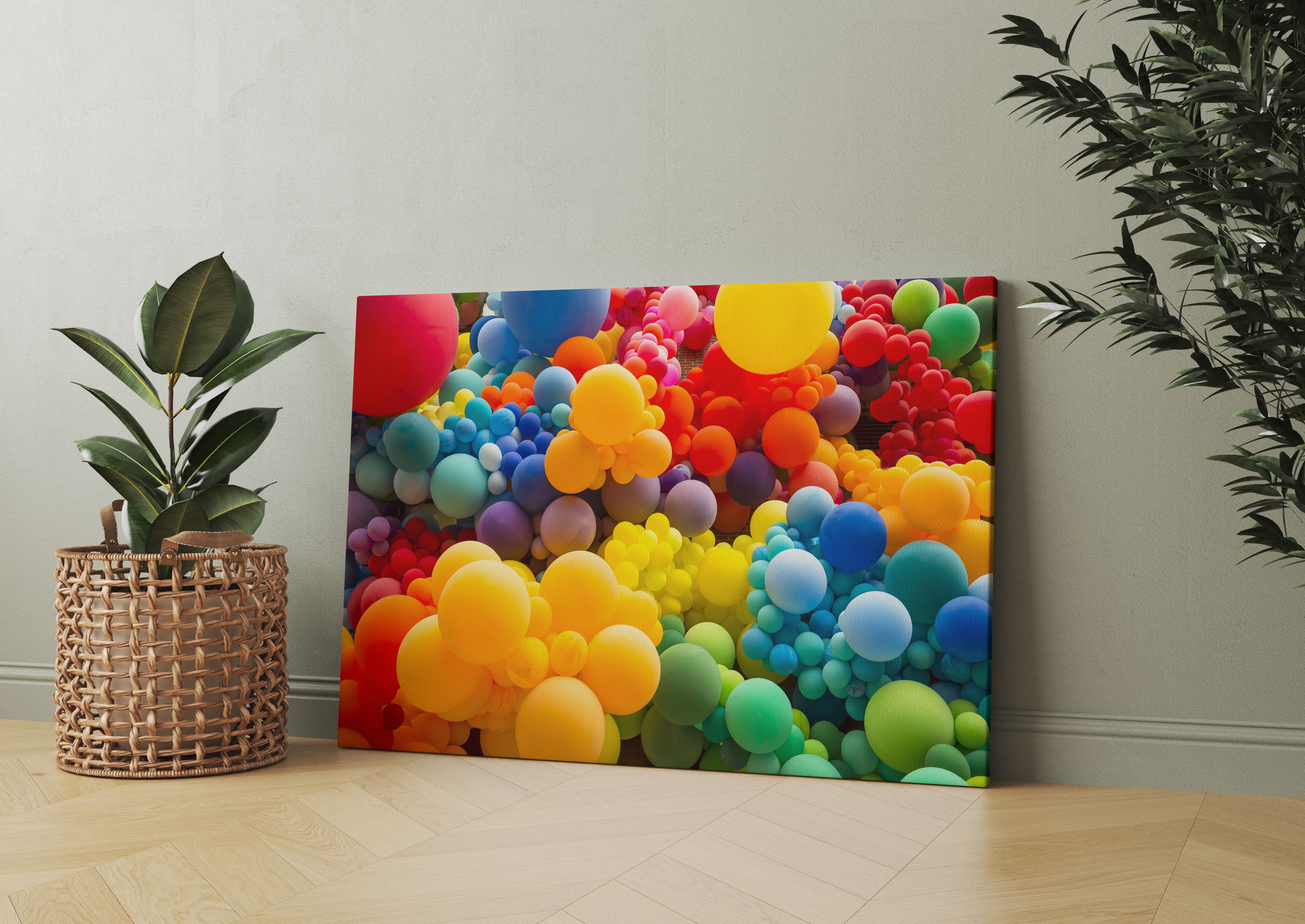 Hunderte bunte Luftballons Leinwandbild Wohnzimmer