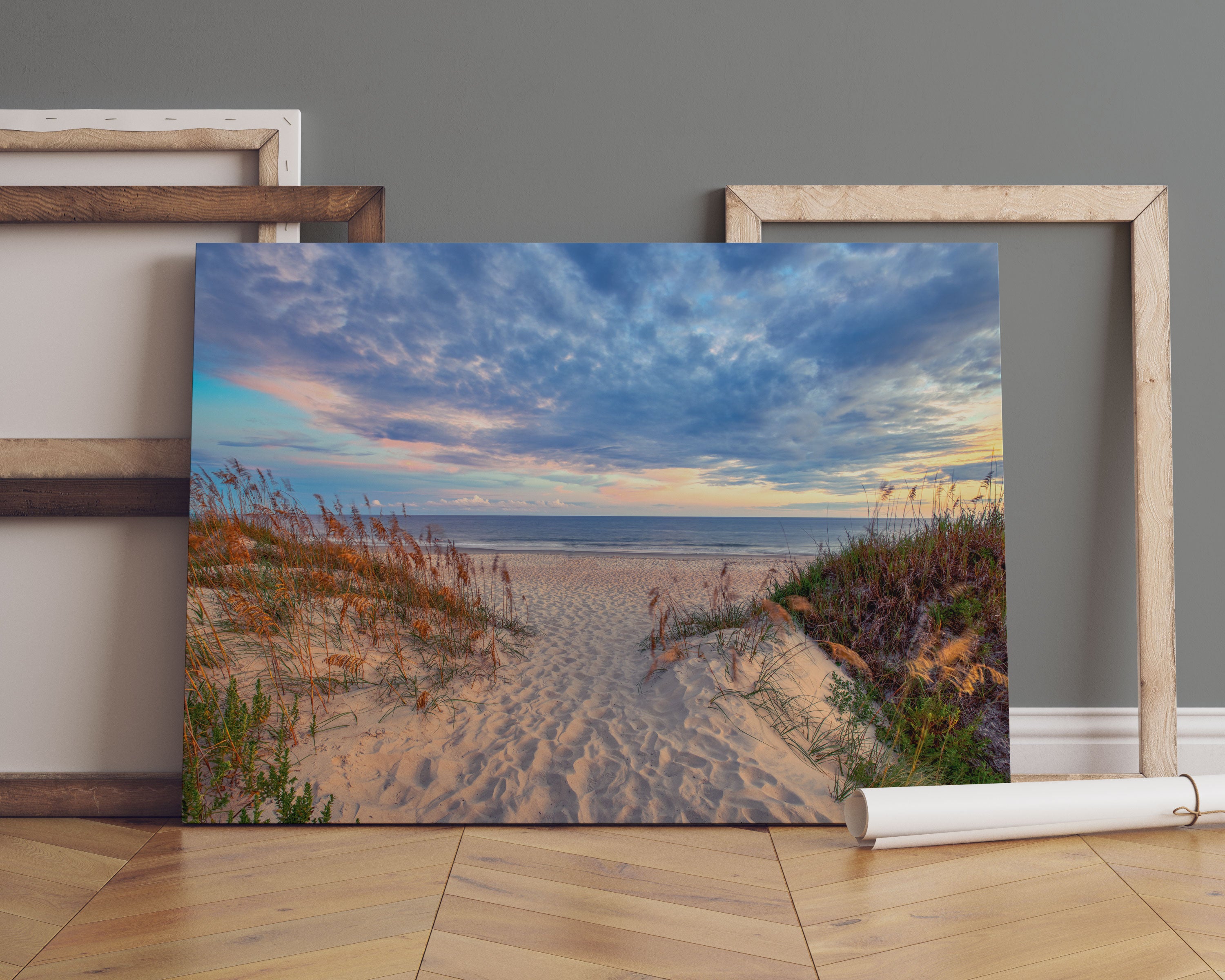 Düneneingang mit Meerblick Leinwandbild Sofa