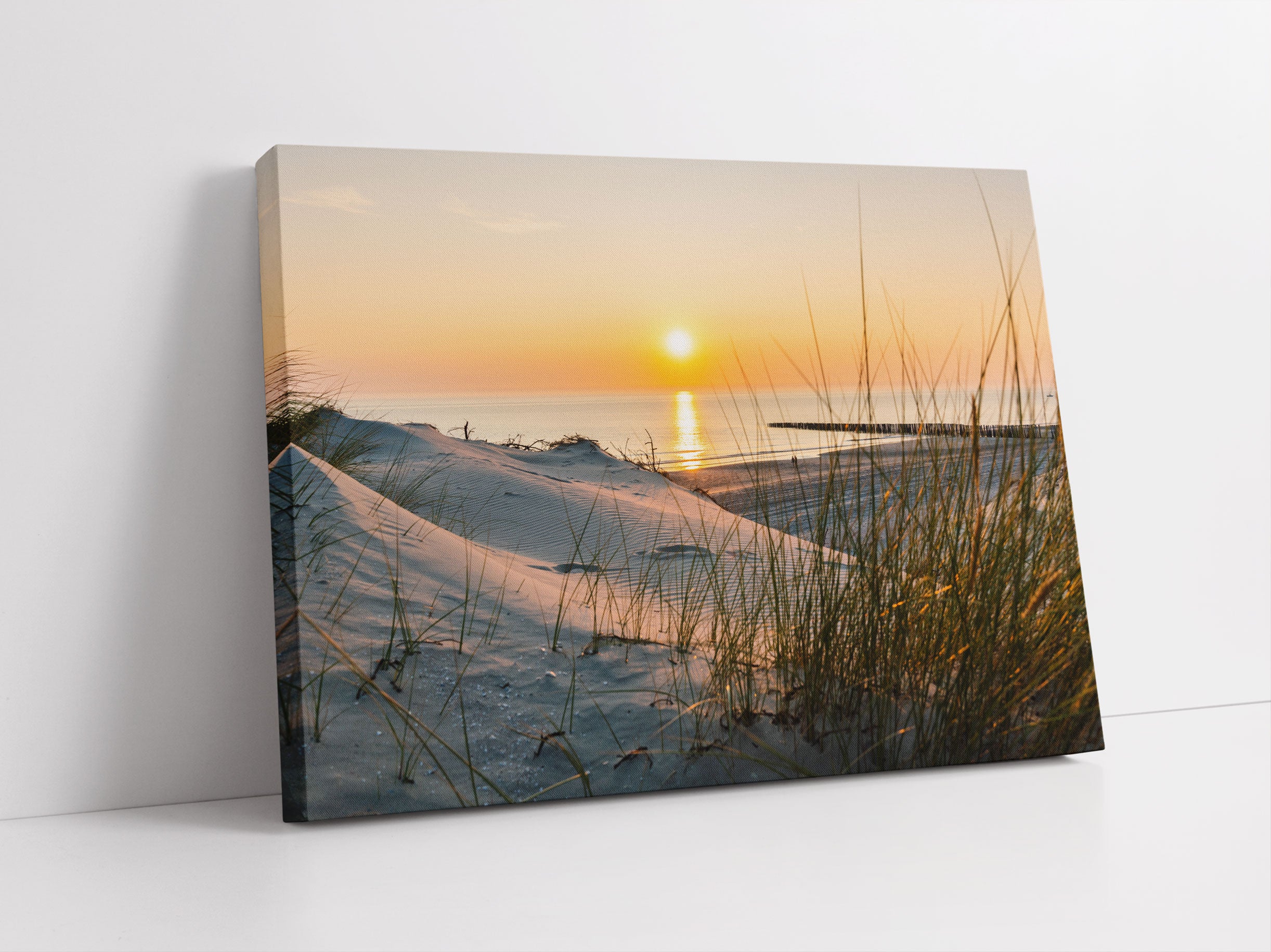 Dünenblick auf Meer bei Sonnenuntergang Leinwandbild Studio