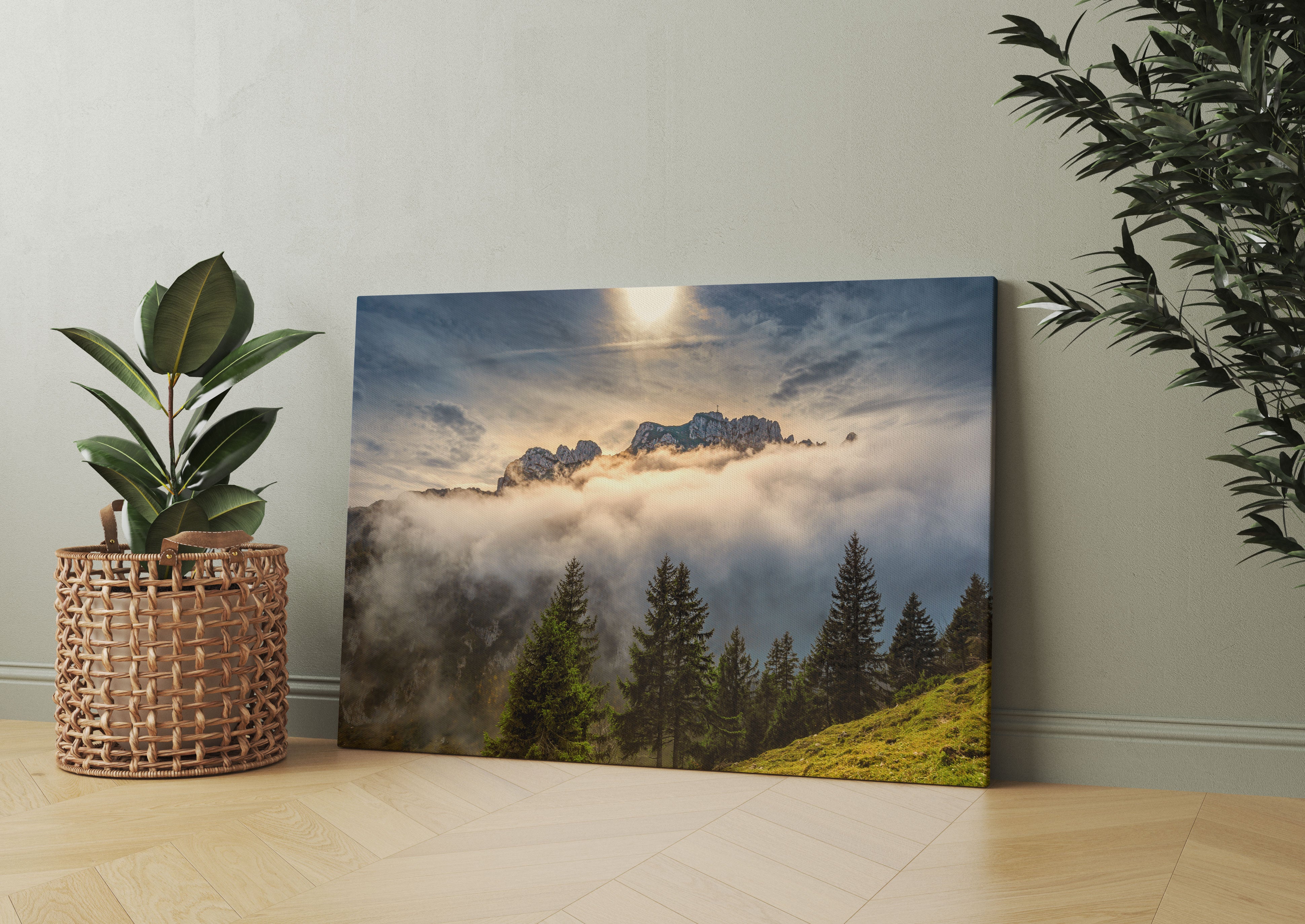 Aufsteigende Wolken in den Dolomiten Leinwandbild Wohnzimmer