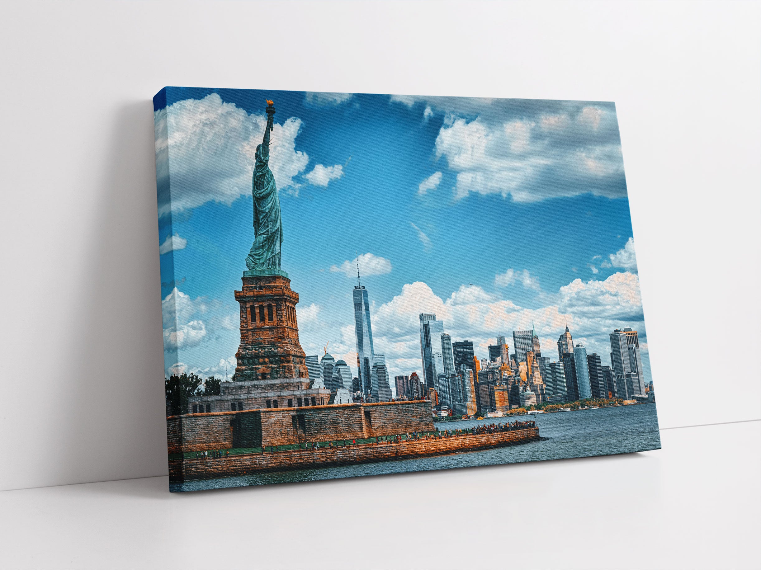 Freiheitsstatue mit New Yorker Skyline Leinwandbild Studio