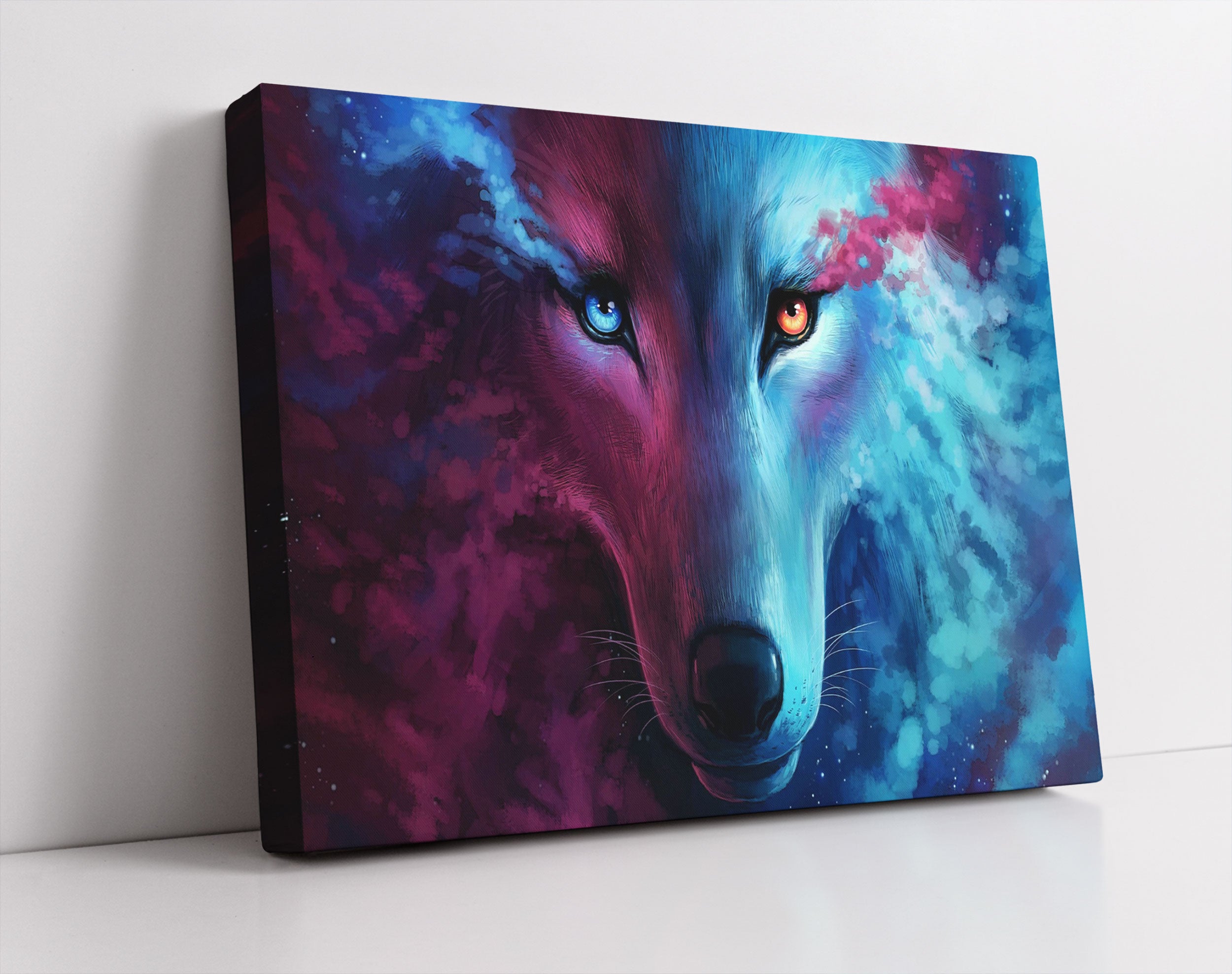 Abstrakter Wolf mit rauchenden Augen - Leinwandbild