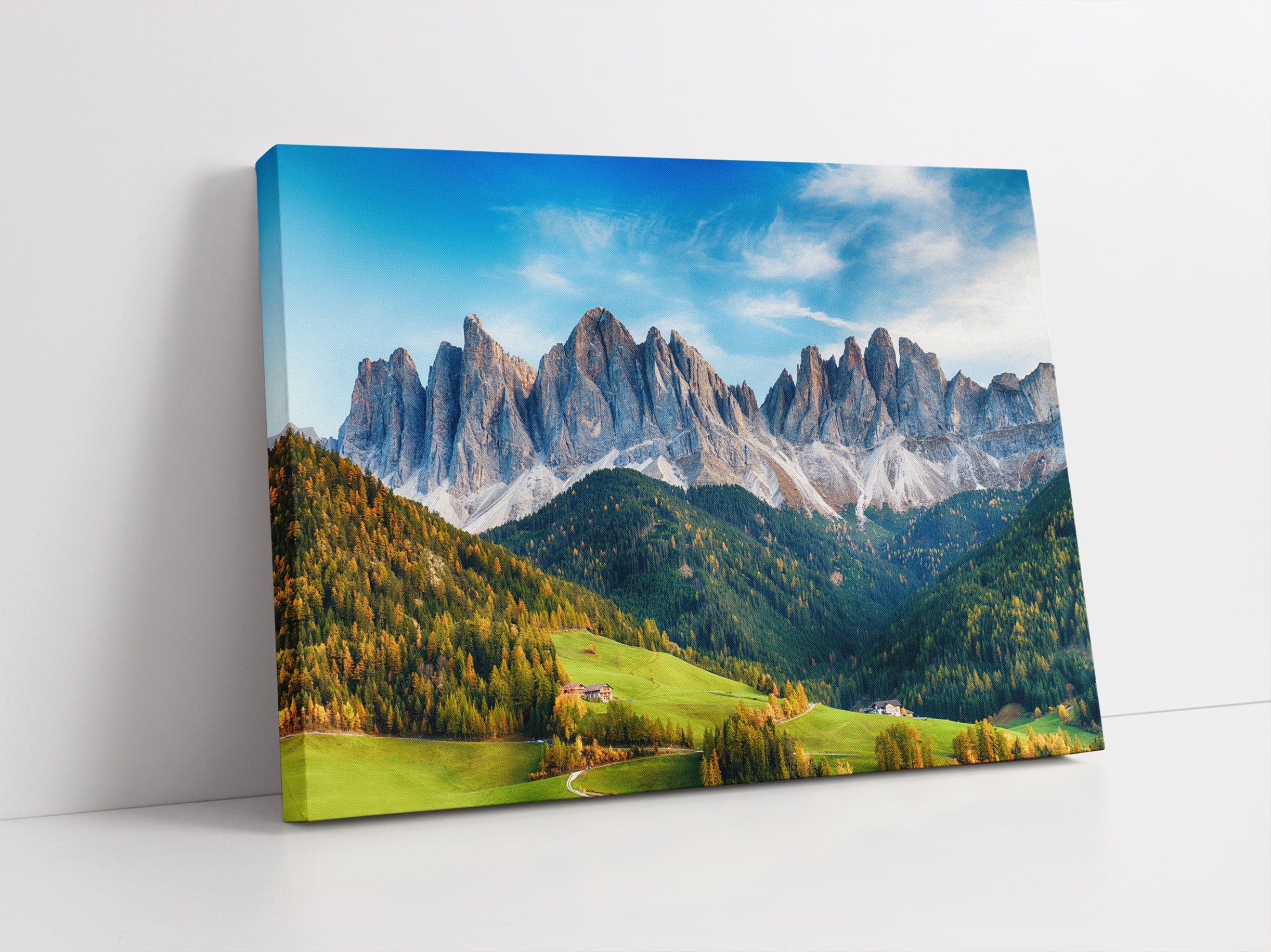 Bunte Waldlandschaft vor den Dolomiten Leinwandbild Studio