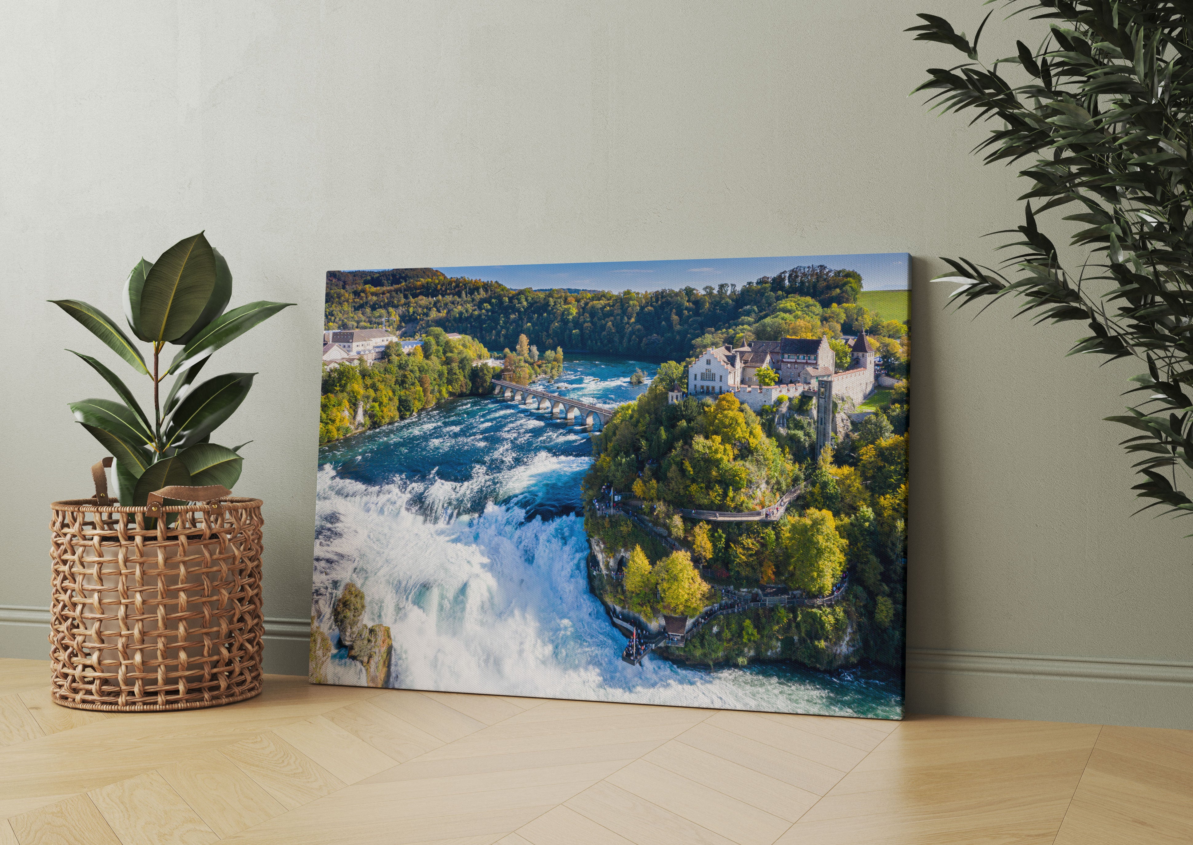 Panorama vom Rheinfall in der Schweiz Leinwandbild Wohnzimmer