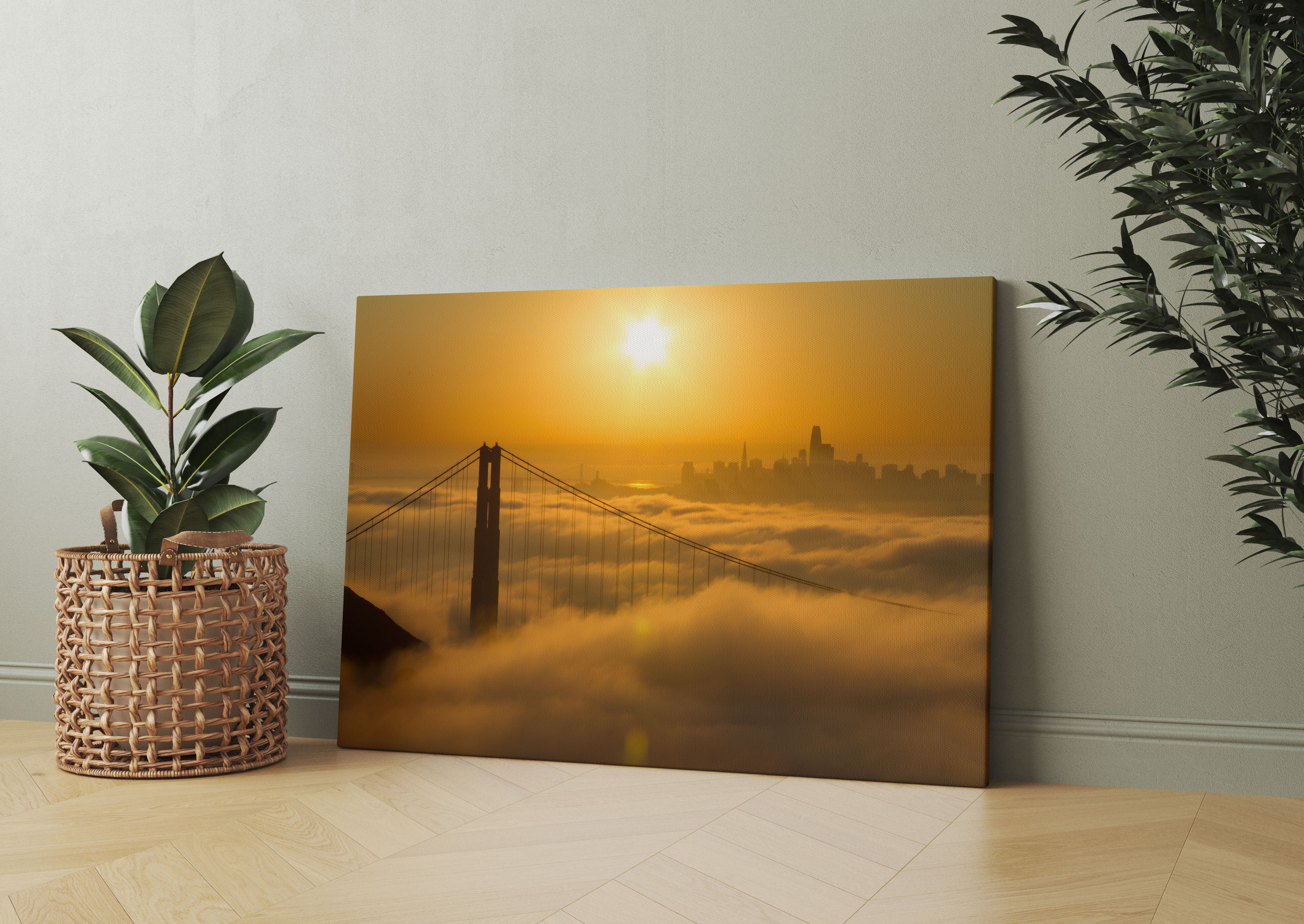 Golden Gate Bridge im Sonnenaufgang Leinwandbild Wohnzimmer