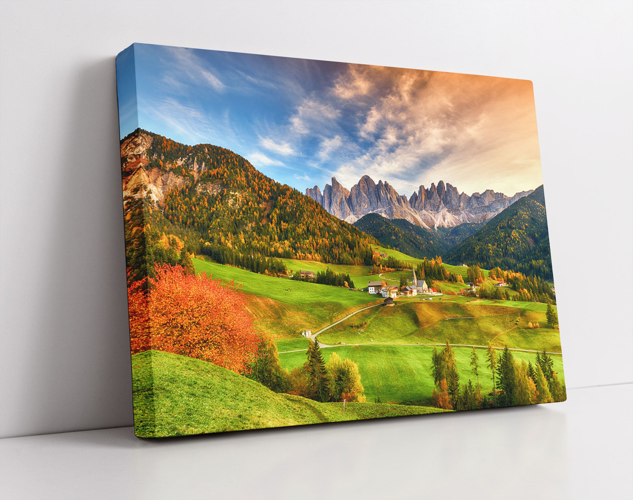 Herbstliche Landschaft in den Dolomiten - Leinwandbild