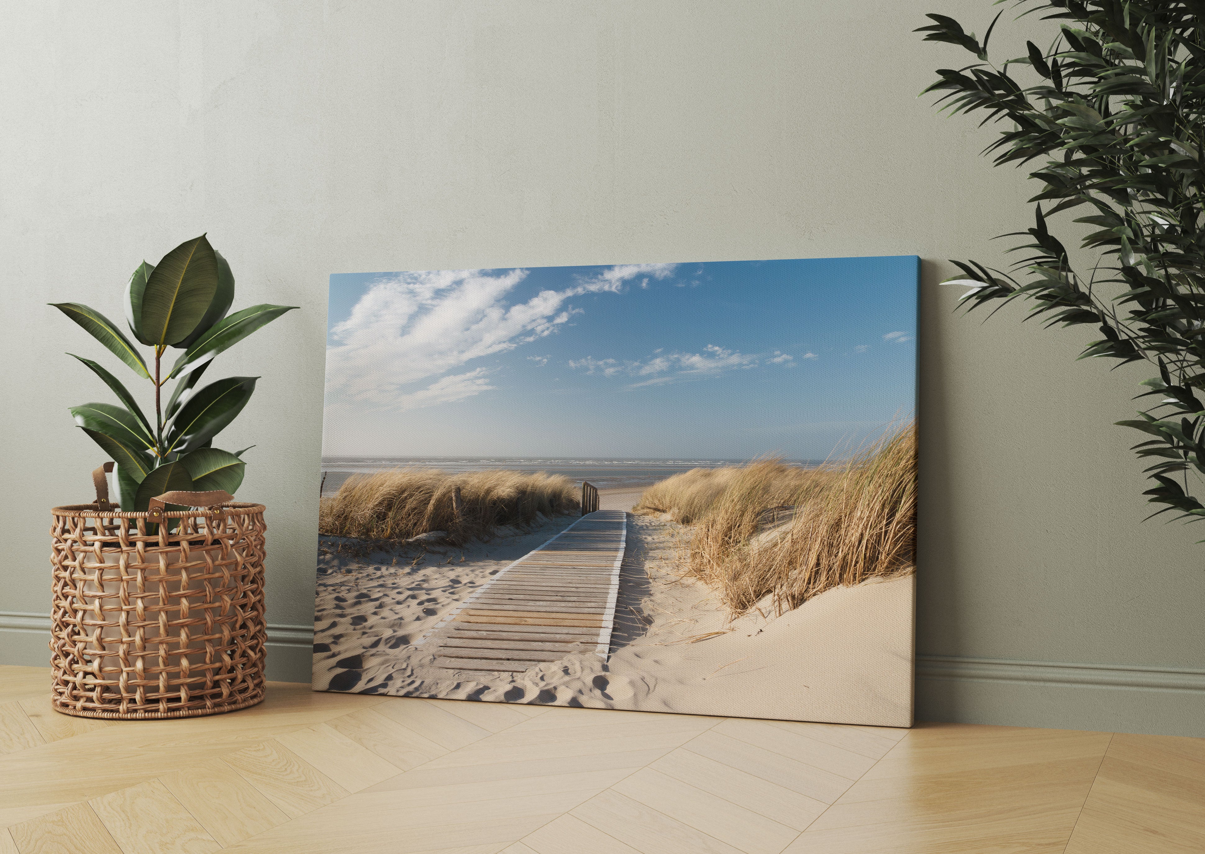 Weg zum Strand durch die Dünen Leinwandbild Wohnzimmer