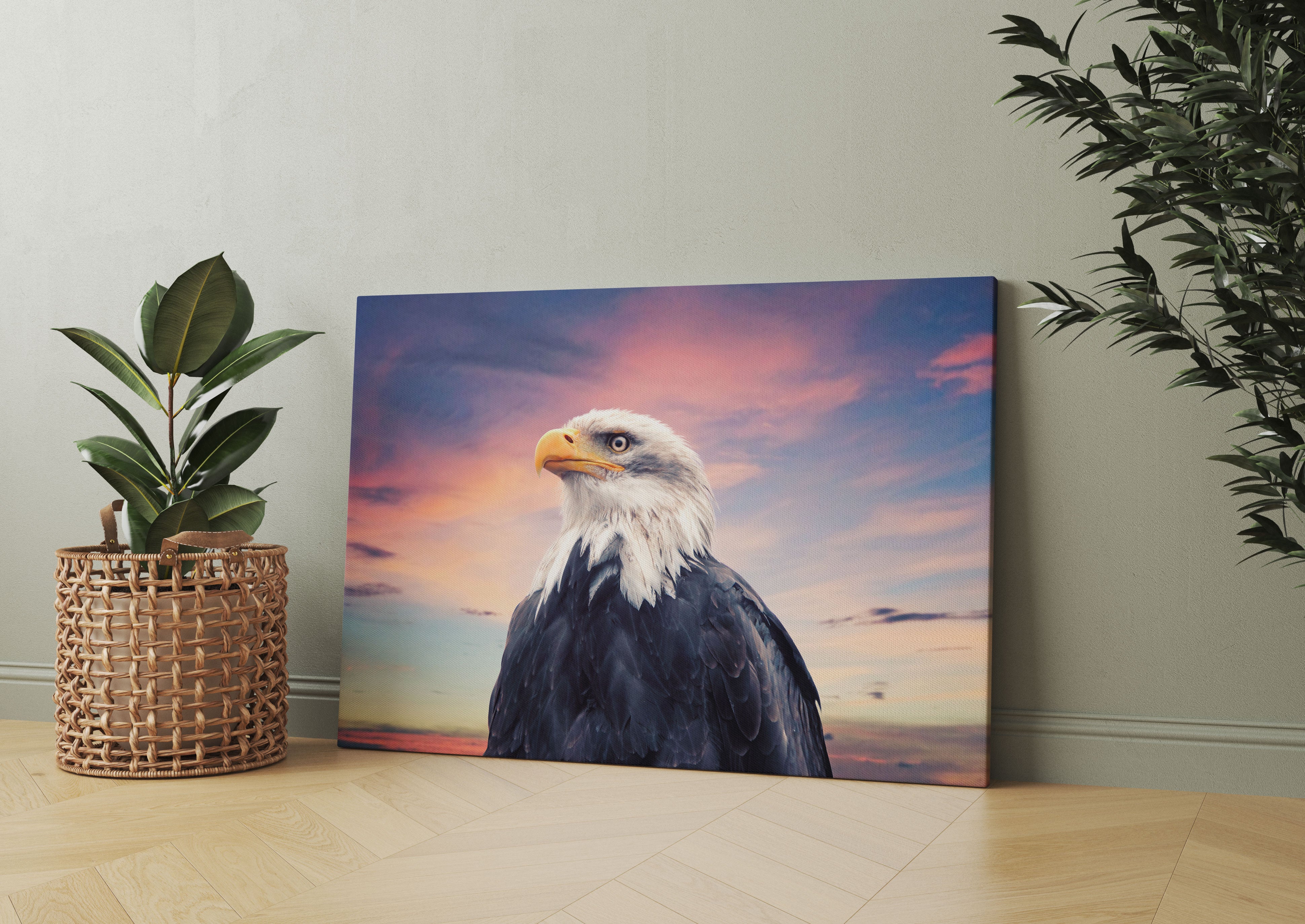 Weisskopfseeadler im Sonnenuntergang Leinwandbild Wohnzimmer