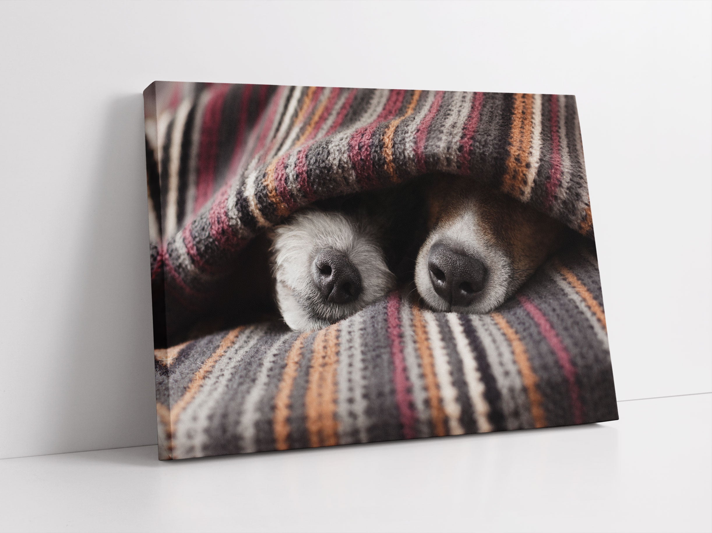 Hundeschnauzen unter Kuscheldecke Leinwandbild Studio