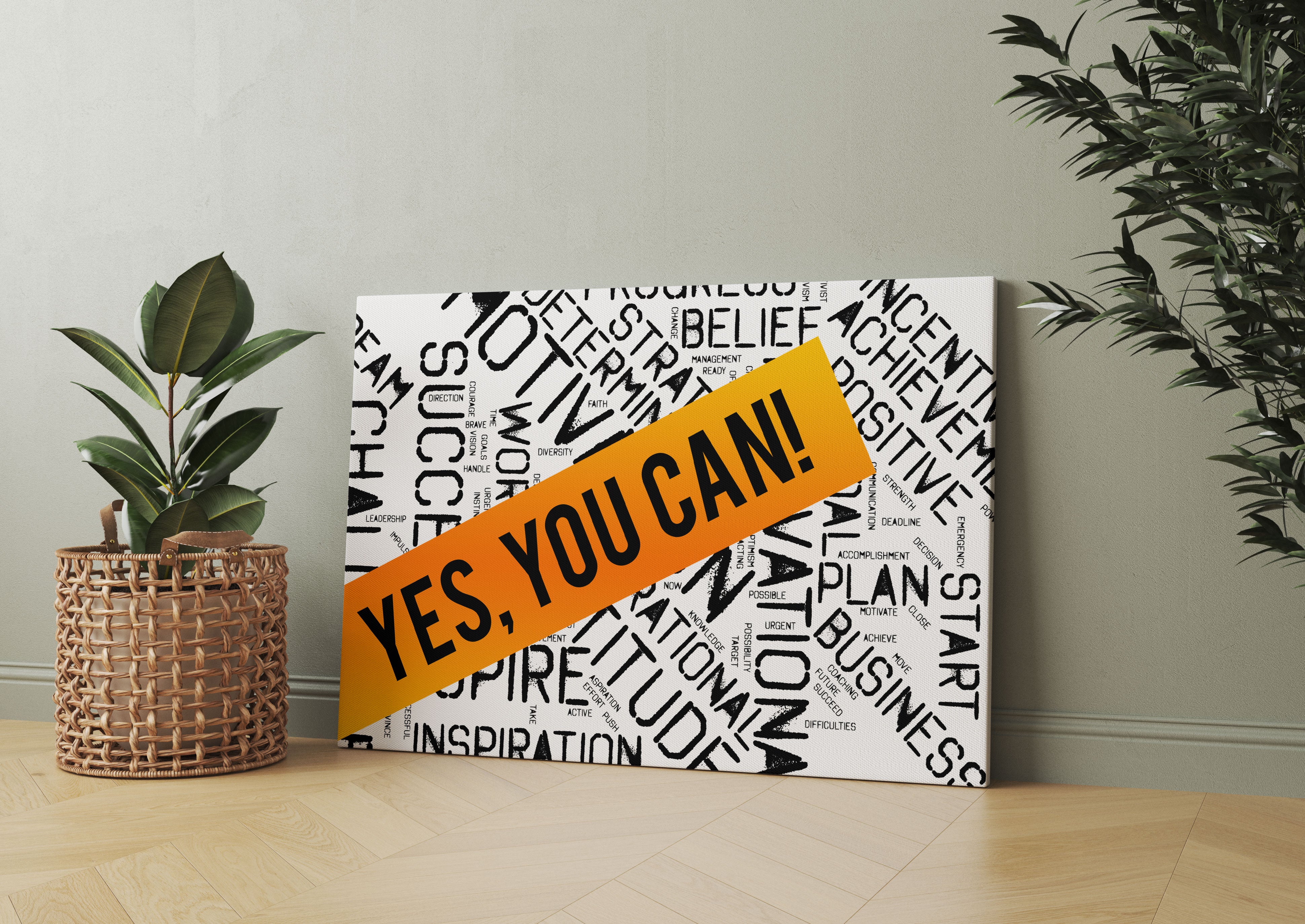 Yes you can! Motivaton Leinwandbild Wohnzimmer