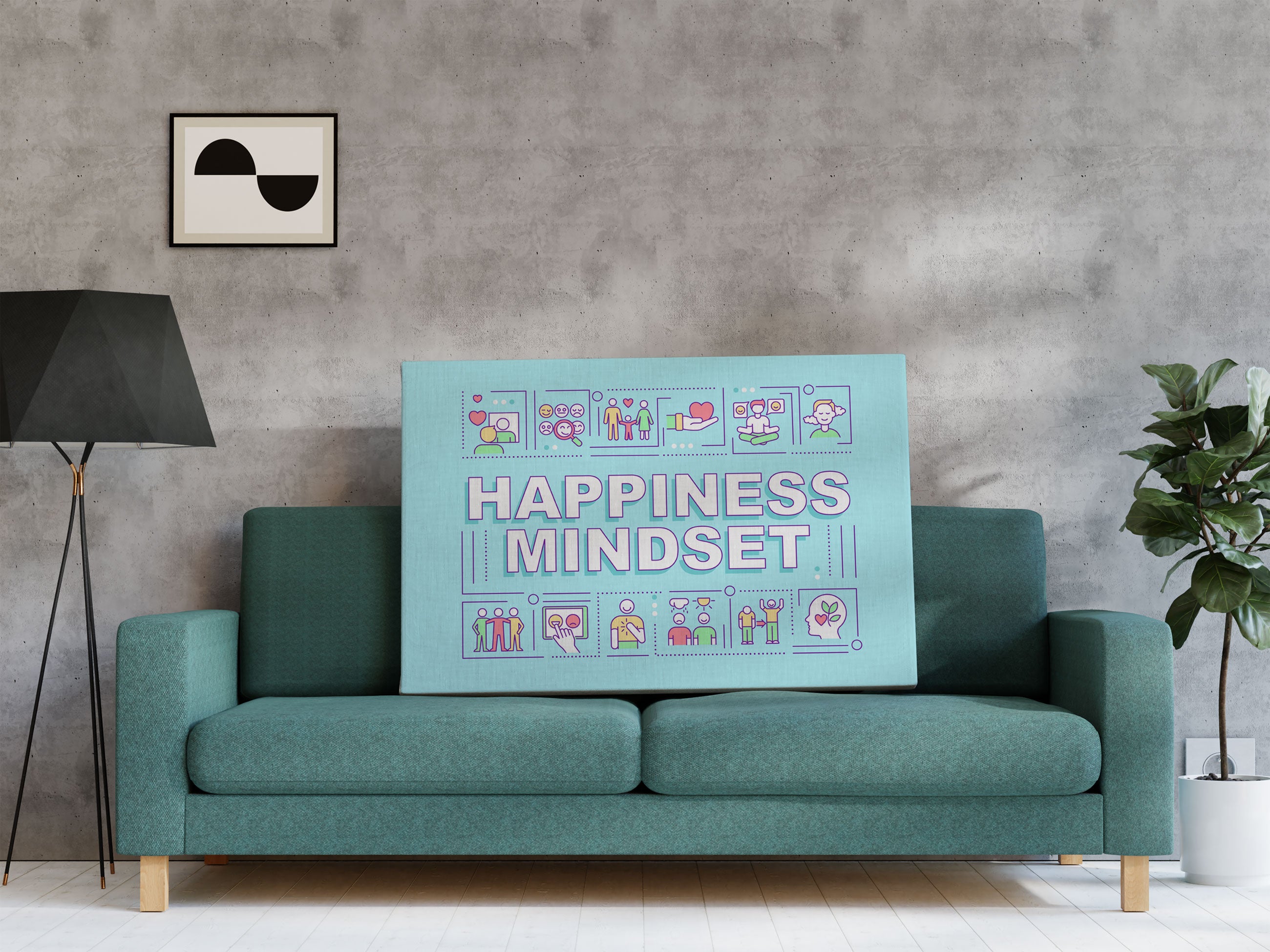 Happiness Mindset Motivaton Leinwandbild Regal