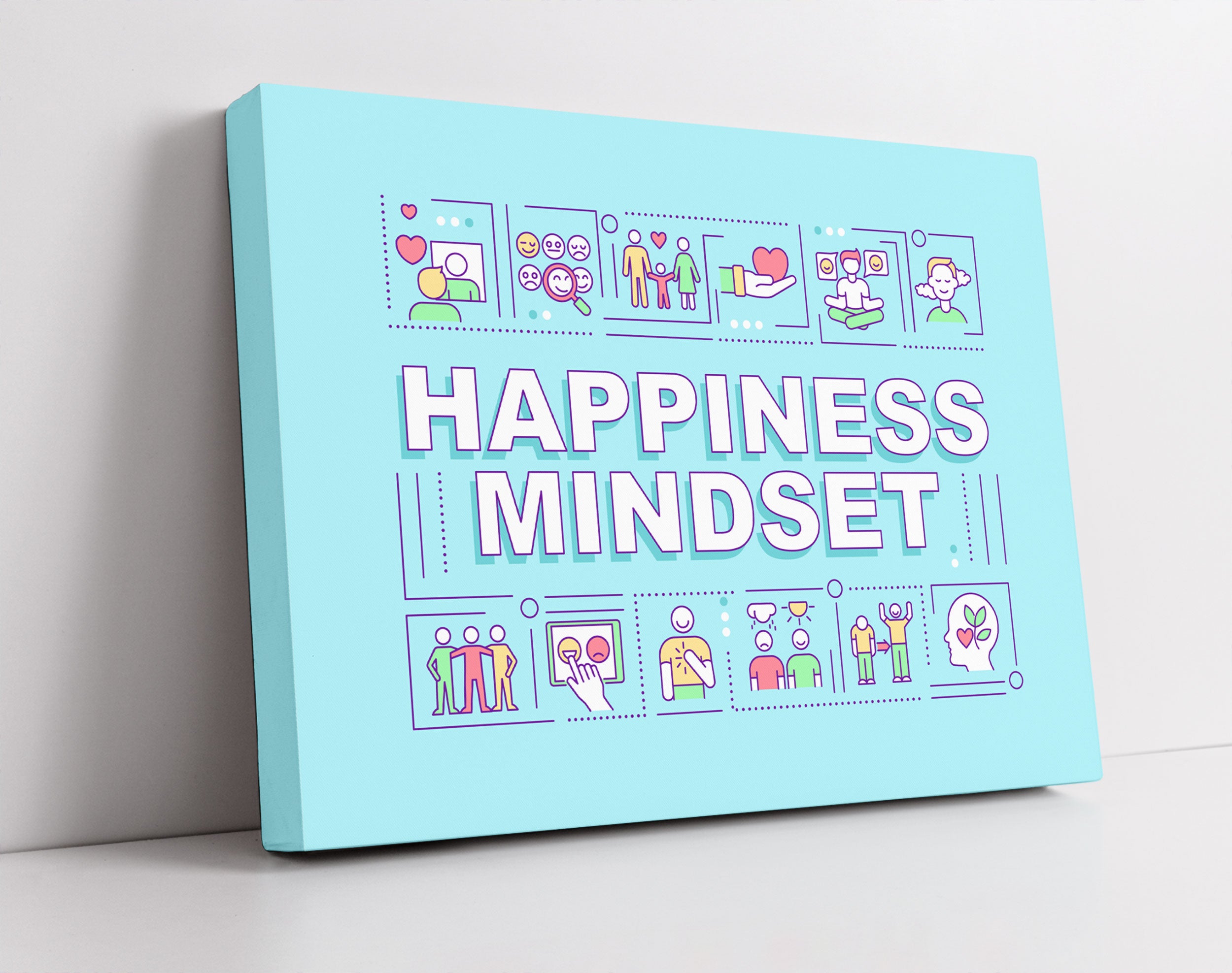 Happiness Mindset Motivaton - Leinwandbild