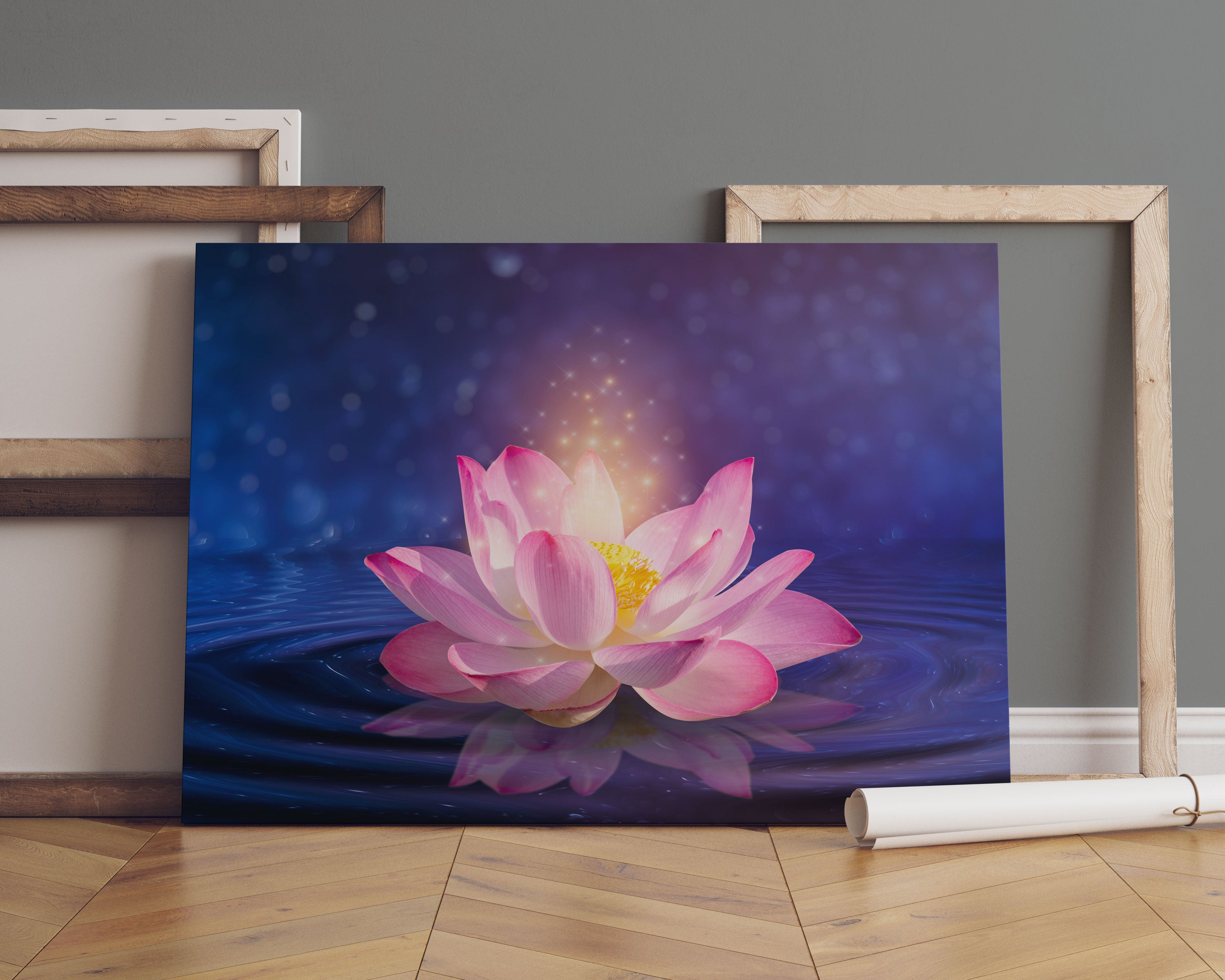 pinker Lotus im Wasser Leinwandbild Sofa