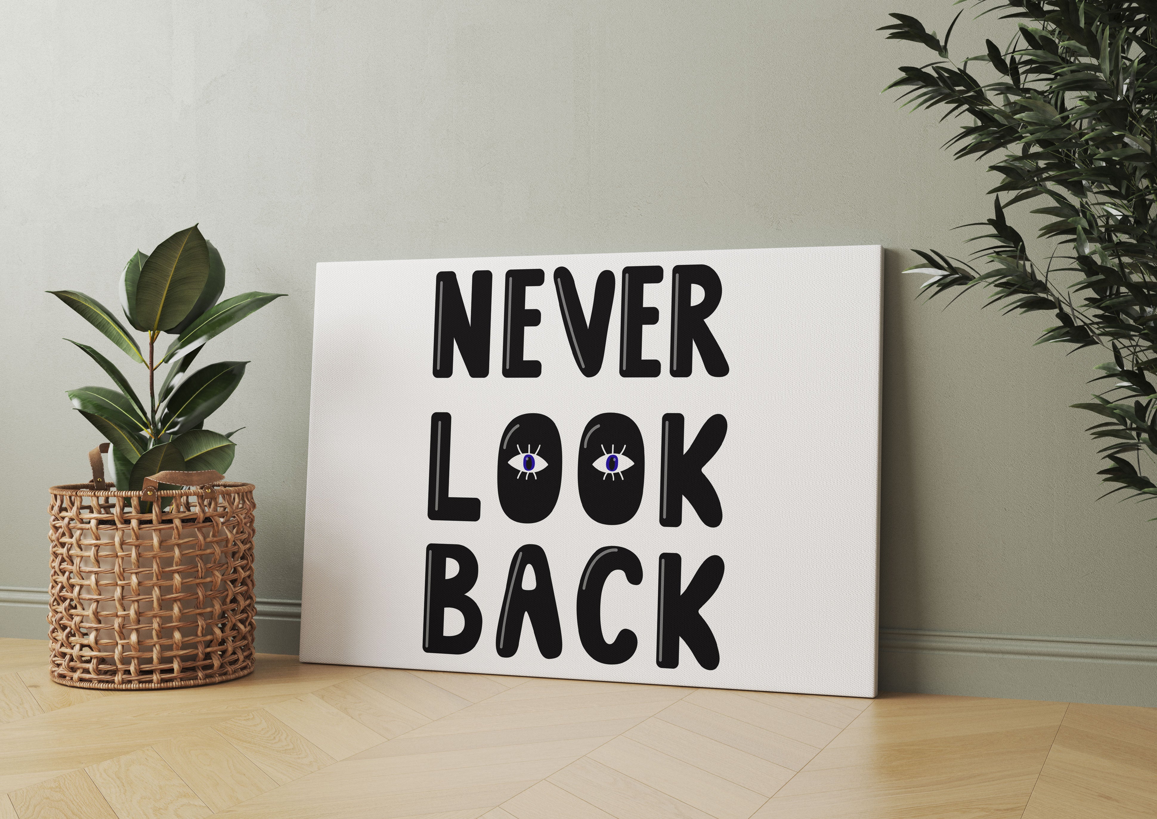 Never Look Back! Motivaton Leinwandbild Wohnzimmer