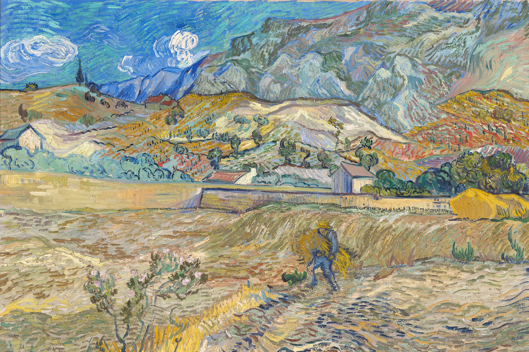 Vincent Van Gogh - Weizenfeld mit Bauer, Glasbild