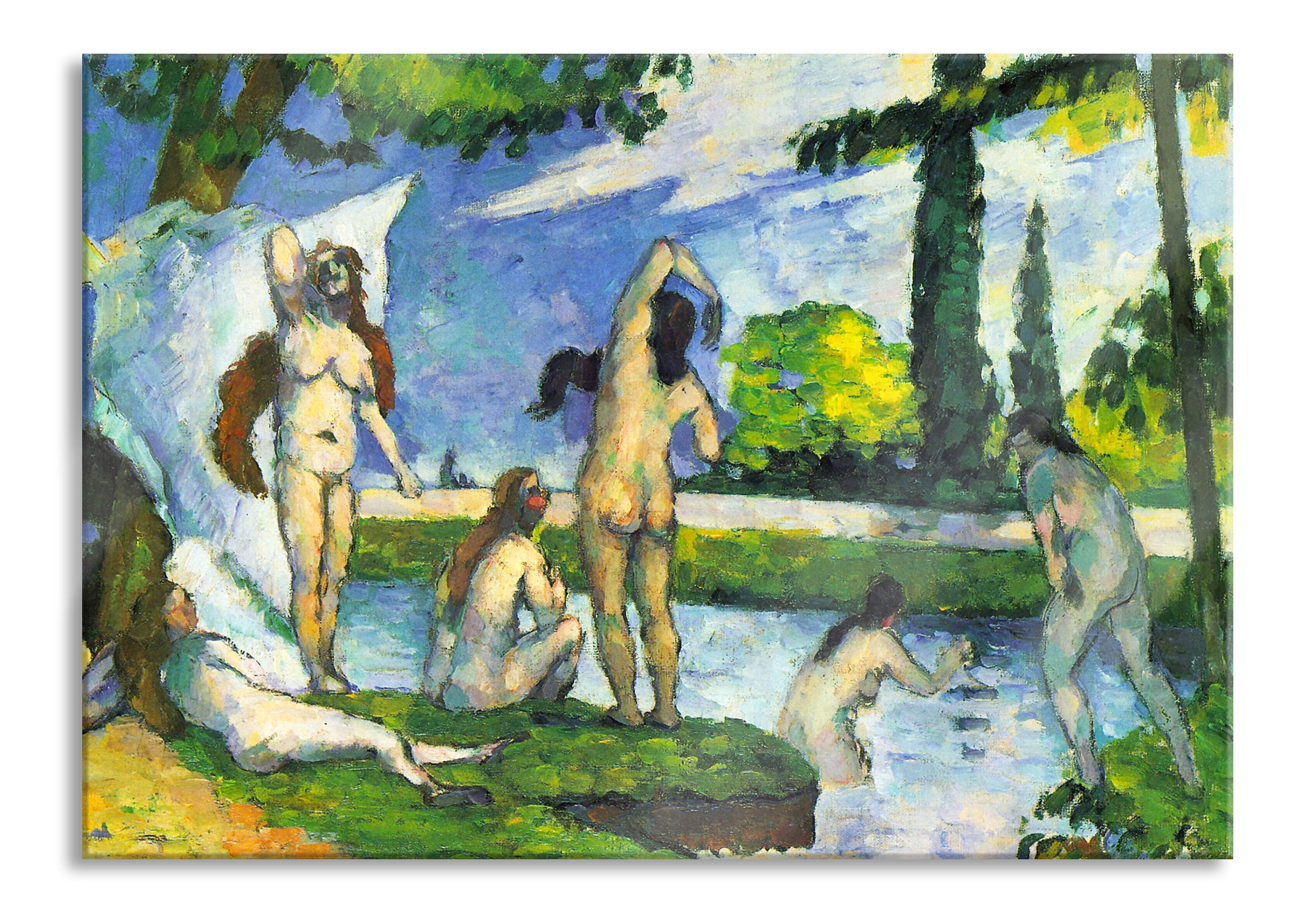 Paul Cézanne  - Die Badenden, Glasbild