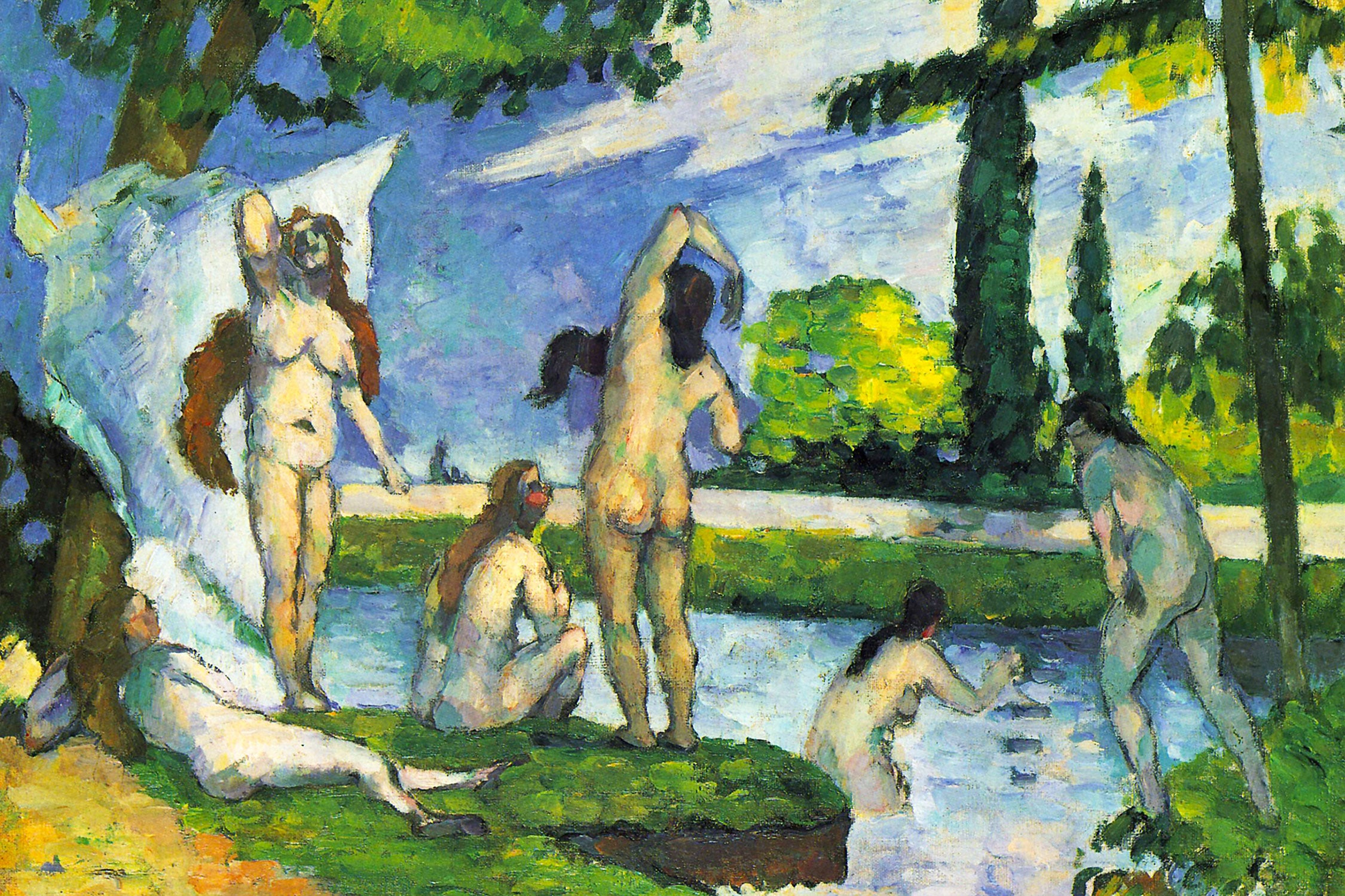 Paul Cézanne  - Die Badenden, Glasbild