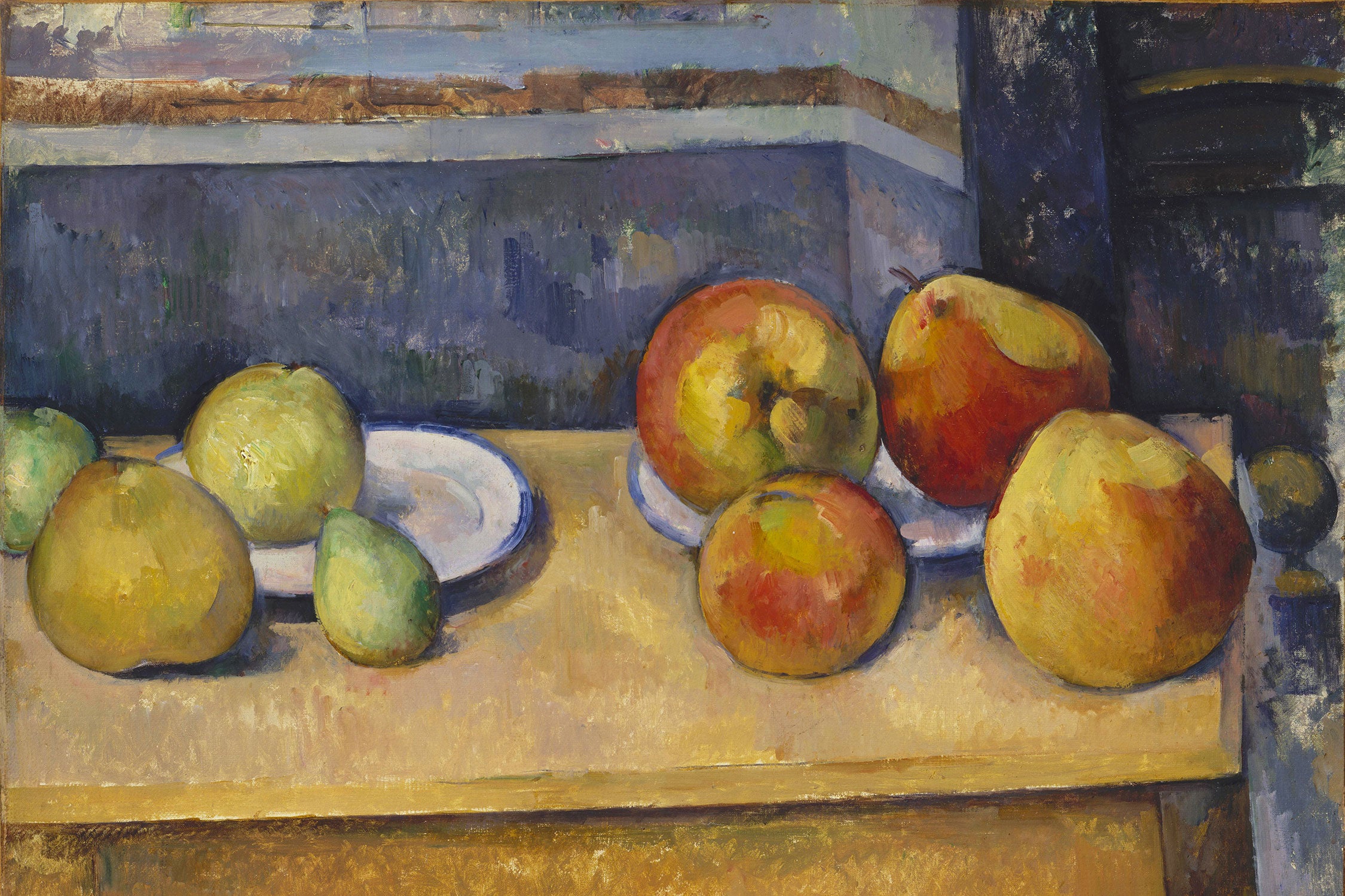 Paul Cézanne  - Stillleben mit Äpfel und Birnen. , Glasbild