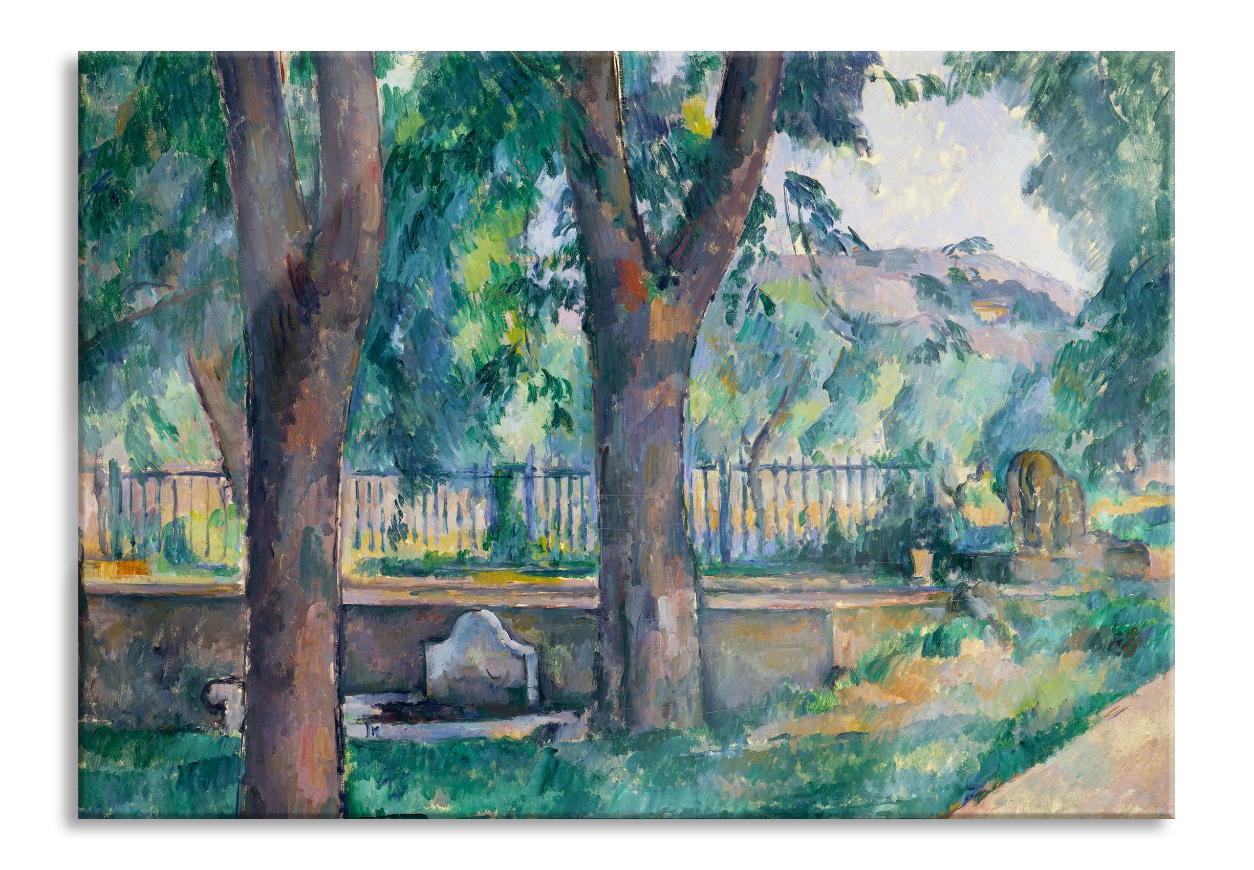 Paul Cézanne  - Das Becken beim Jas de Bouffan, Glasbild