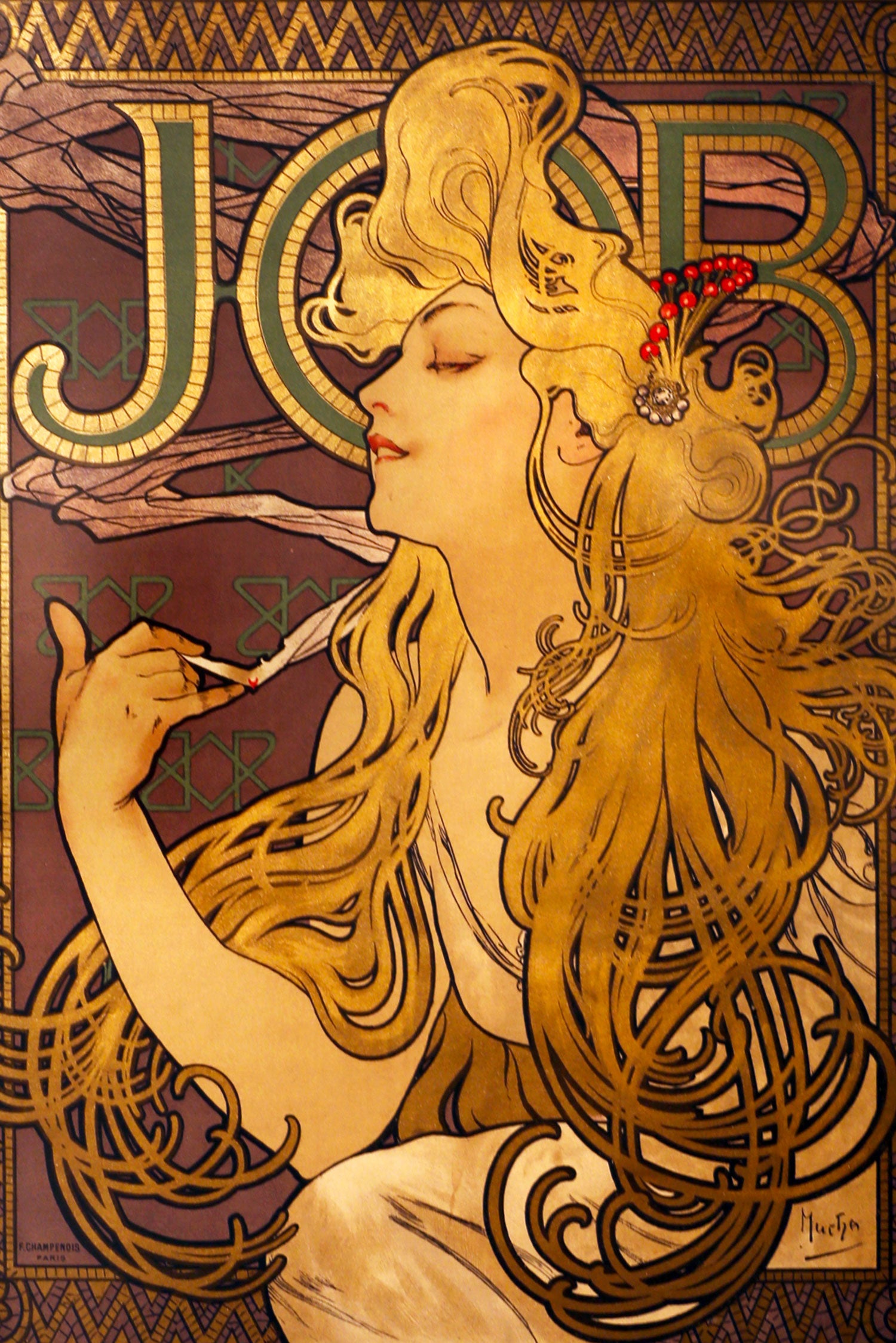 Alfons Mucha - Job Cigarettes, Glasbild