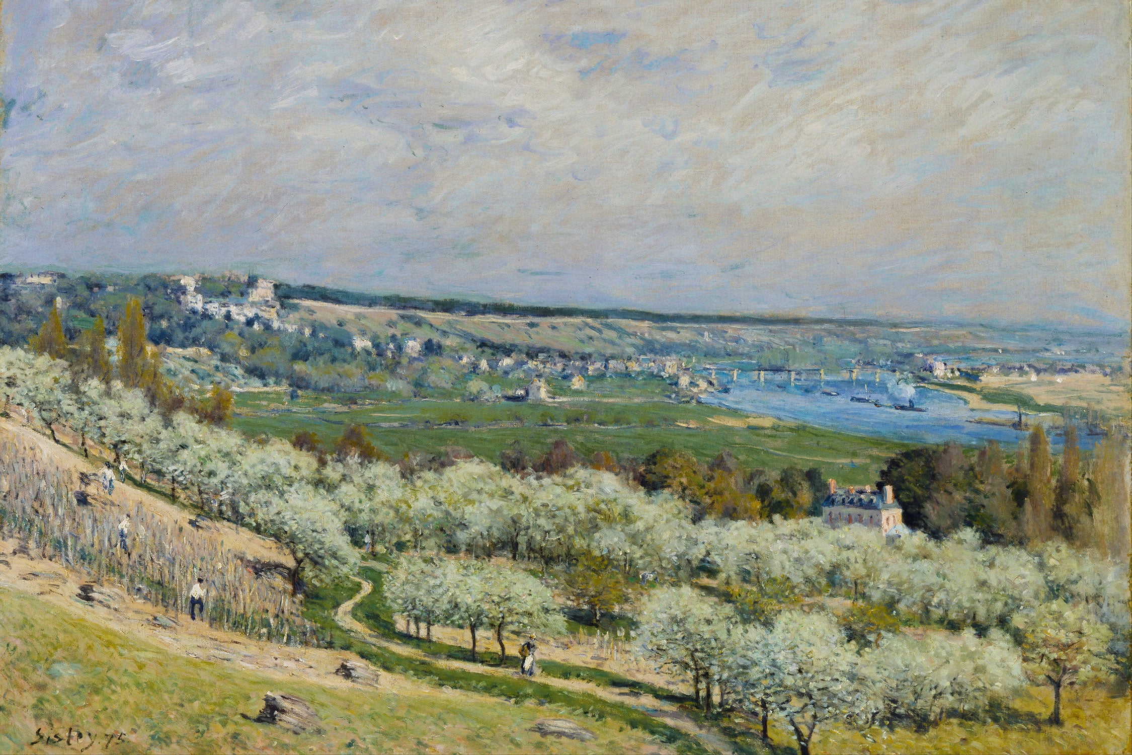 Alfred Sisley - Die Terrasse in Saint-Germain Spring, Glasbild