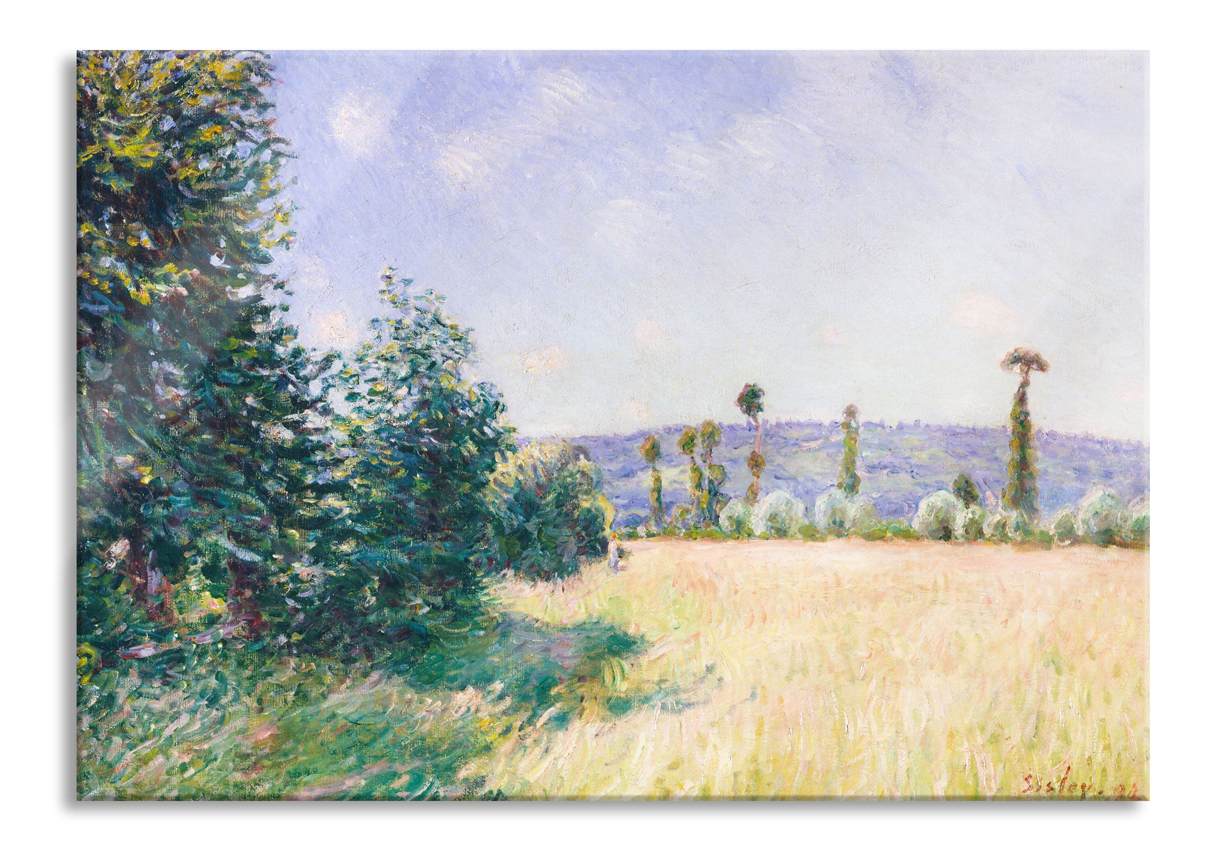 Alfred Sisley - Sahurs Meadows in Morning Sun , Glasbild