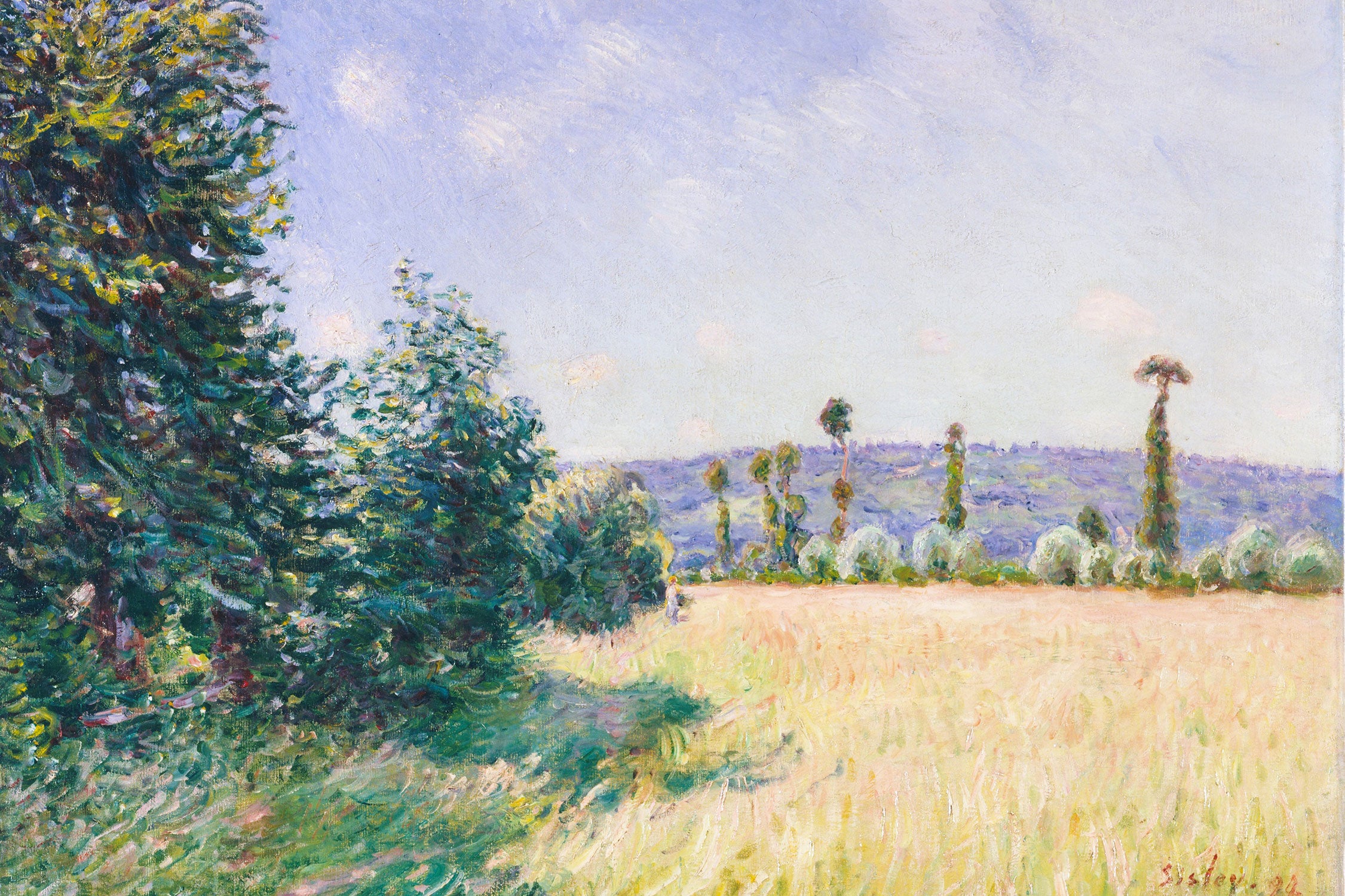 Alfred Sisley - Sahurs Meadows in Morning Sun , Glasbild