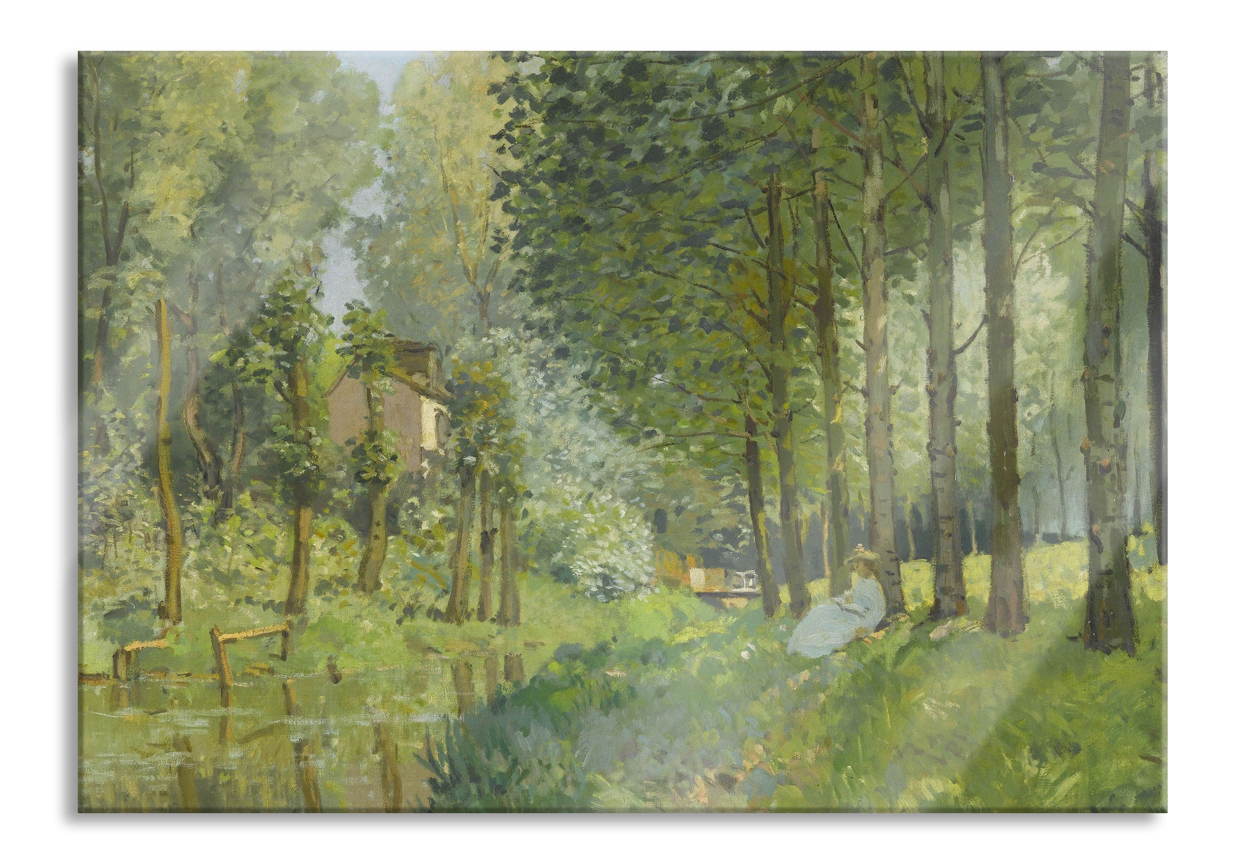 Alfred Sisley - Rest Along the Sream Edge of the Wood , Glasbild