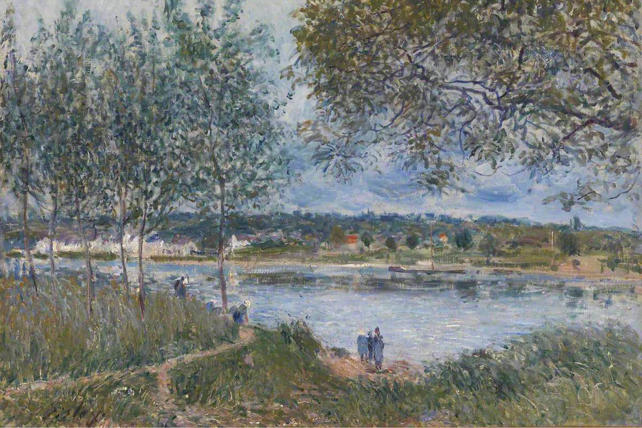 Alfred Sisley - By Way of the Old Ferry , Glasbild